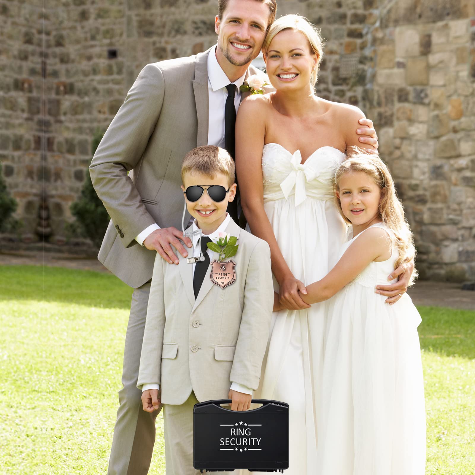 Newbyst Ring Bearer Security Wedding - Ring Box Gifts for Wedding Security, Kids Toy Badge Include 1PCS Sunglass, 1PCS Acoustic