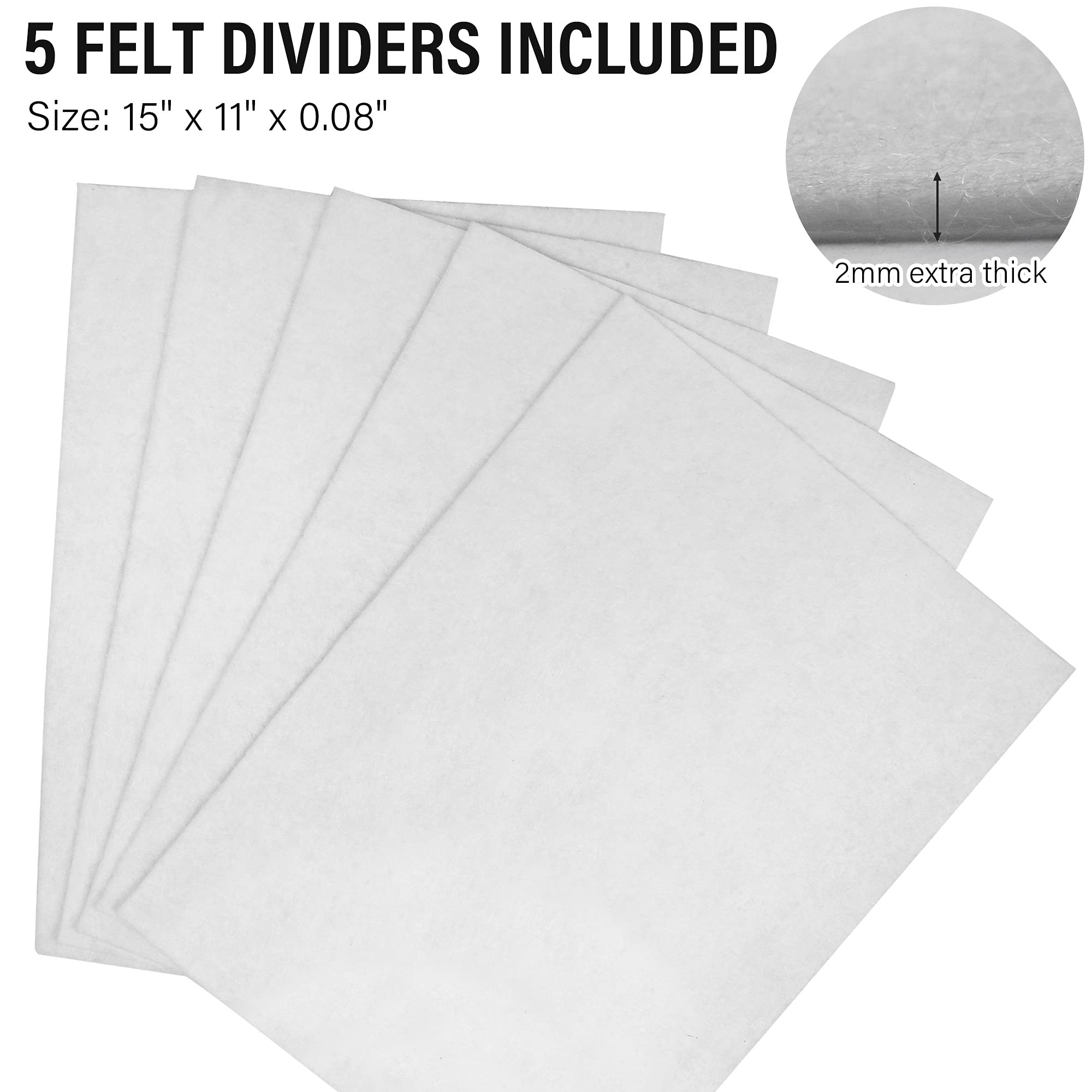 Lotfancy Platter Storage Case, Hard Shell, China Storage Container For Moving, 17X13X3.5 In, 5 Felt Dividers Included