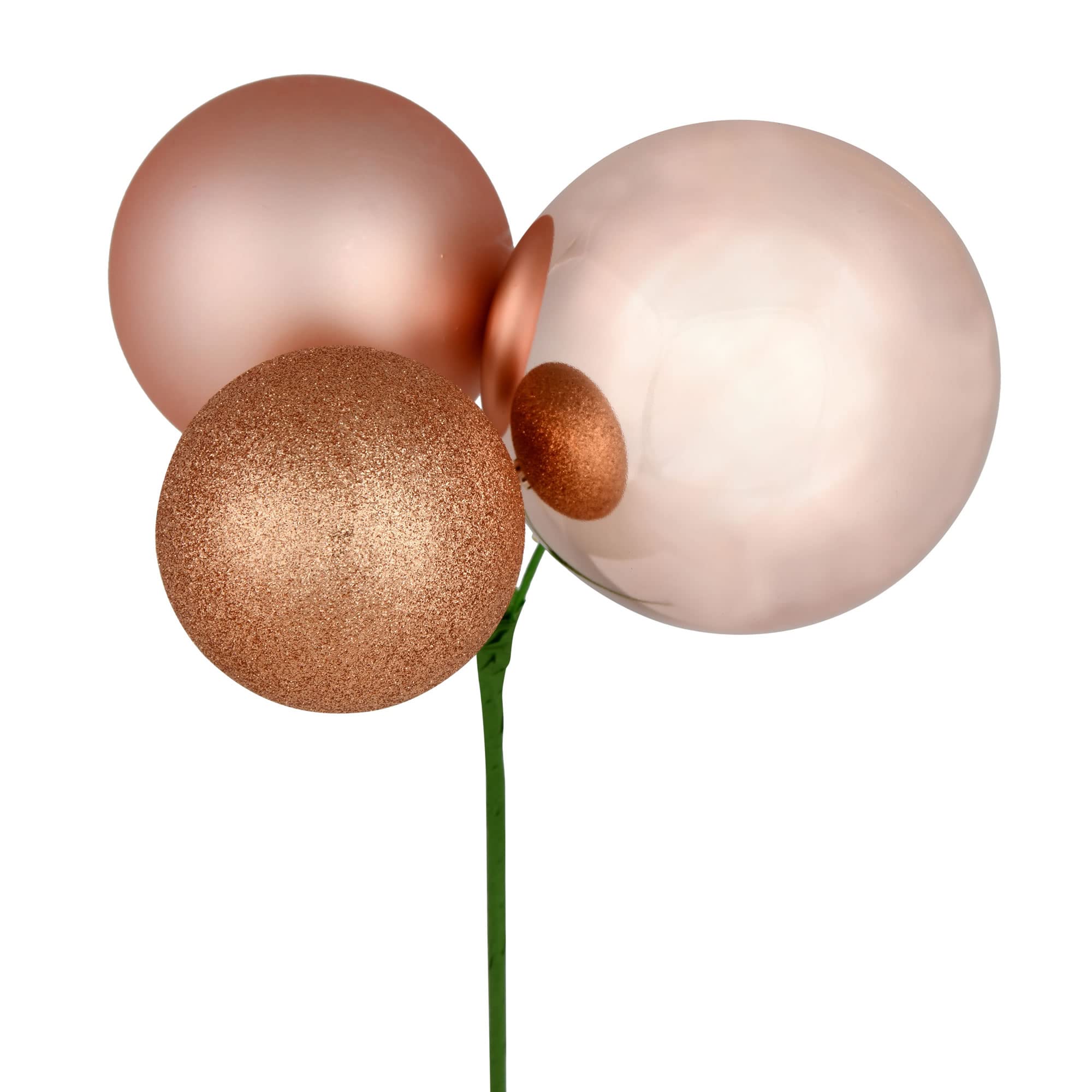 Vickerman 18 Rose Gold Ball Ornament Christmas Pick. There are 2 Picks per Pack.