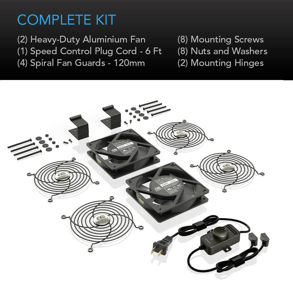 AC Infinity AXIAL S1225D, Dual 120mm Muffin Fan with Speed Controller, UL-Certified for Doorway, Room to Room, Wood Stove, Firep
