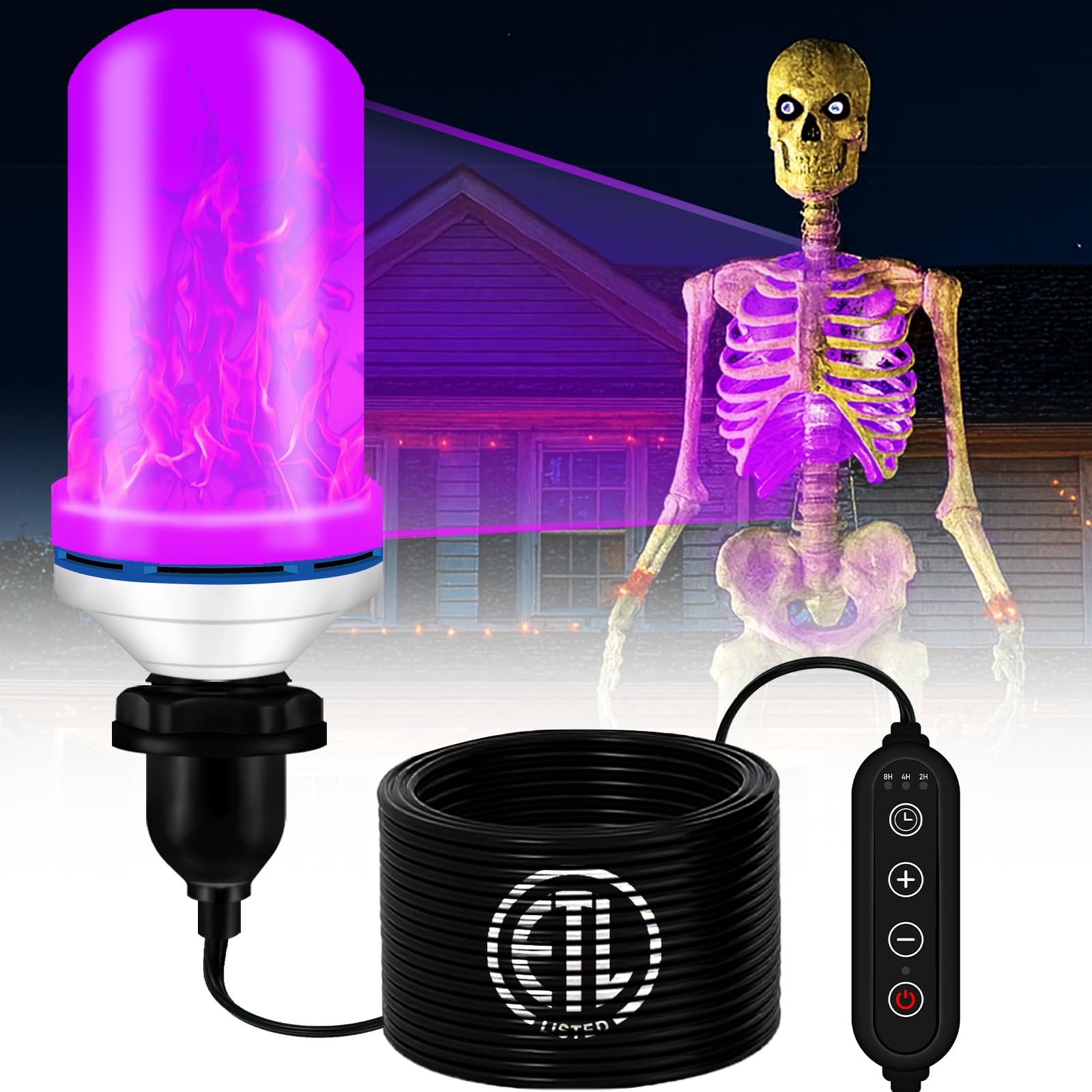 Makevivi LED Halloween Skull Lighting Kit, Flame Light with Up and Down Effects, Horror Chest Light for Giant Skull Decoration (