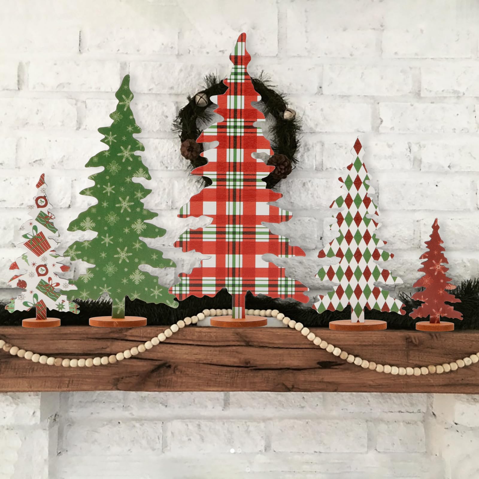 Christmas Decorations Indoor-5 Sizes Wooden Christmas Tree Sign-Christmas Decorations For Home Shelf Mantel Fireplace Table Wind