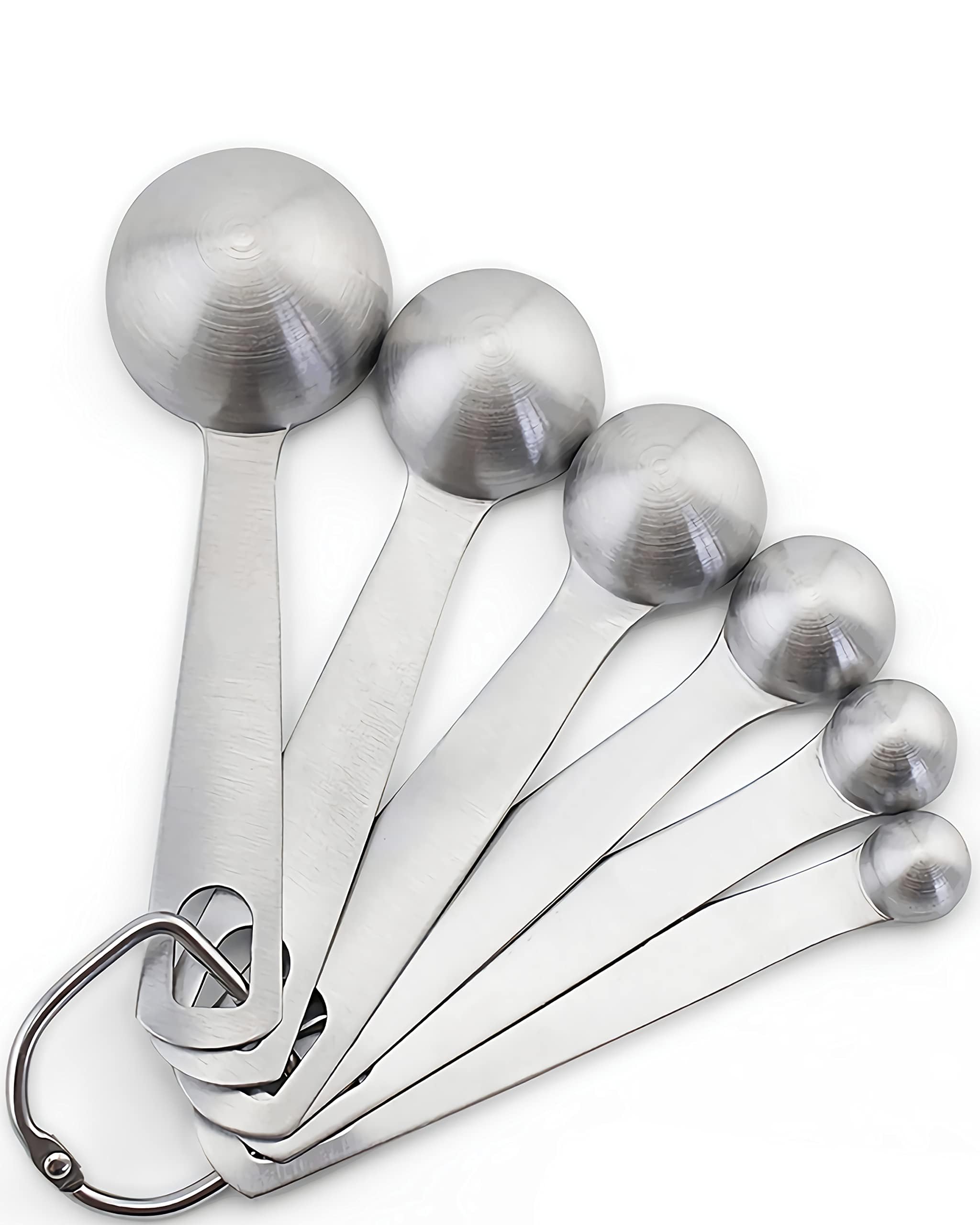 Uirio Measuring Spoons Set Stainless Steel - Set Of 6 Stacking Metal Small Teaspoons Tablespoons - 1/8 Tsp, 1/4 Tsp, 1/2 Tsp, 1