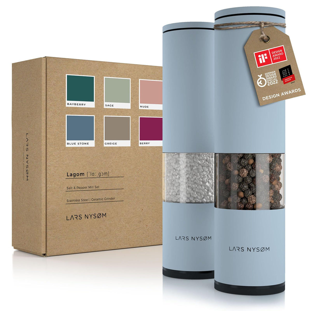 Lars Nysm Salt And Pepper Mills Set Stainless Steel With Adjustable Ceramic Grinder 2 Pieces I Design Spice Mills Set Manual (Sk