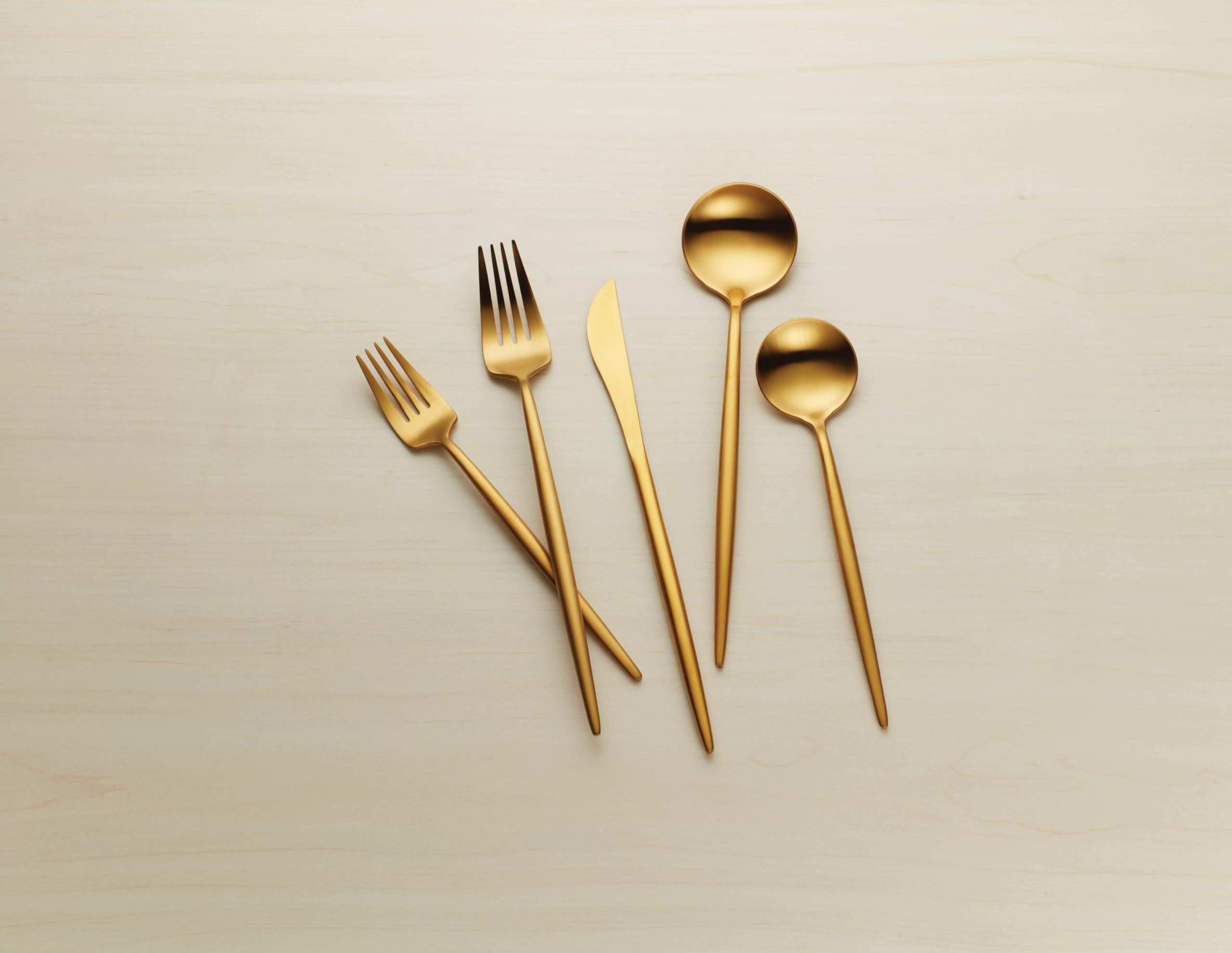 Hampton Forge 894758 Skandia Zephyr Satin Gold 45 Piece Flatware Set, Metallic