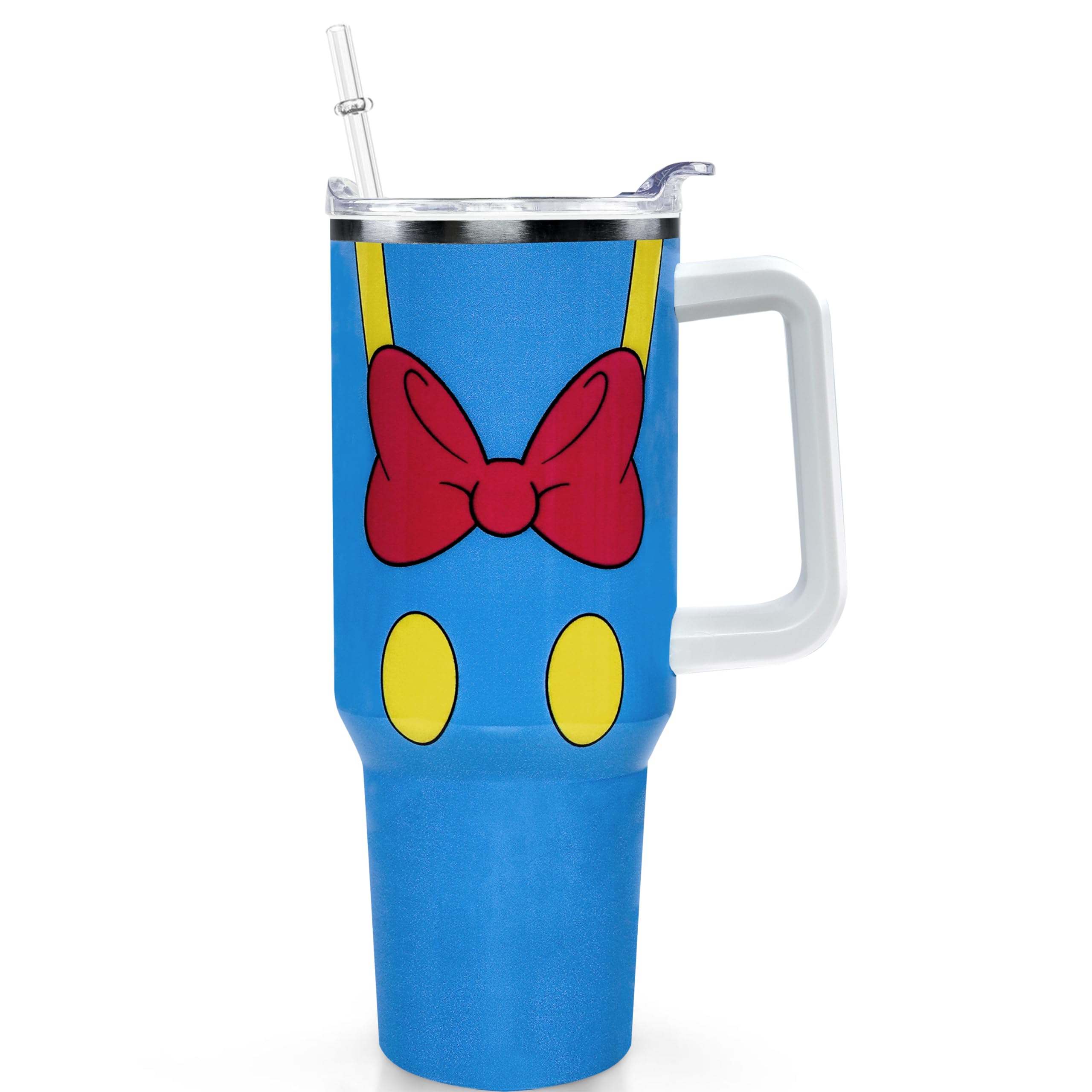 Sxdcfrs Cartoon Duck Tumbler 40 Oz With Lid and Straw Stainless Steel Insulated with Handle Bowknot Travel Coffee Mug - Perfect 