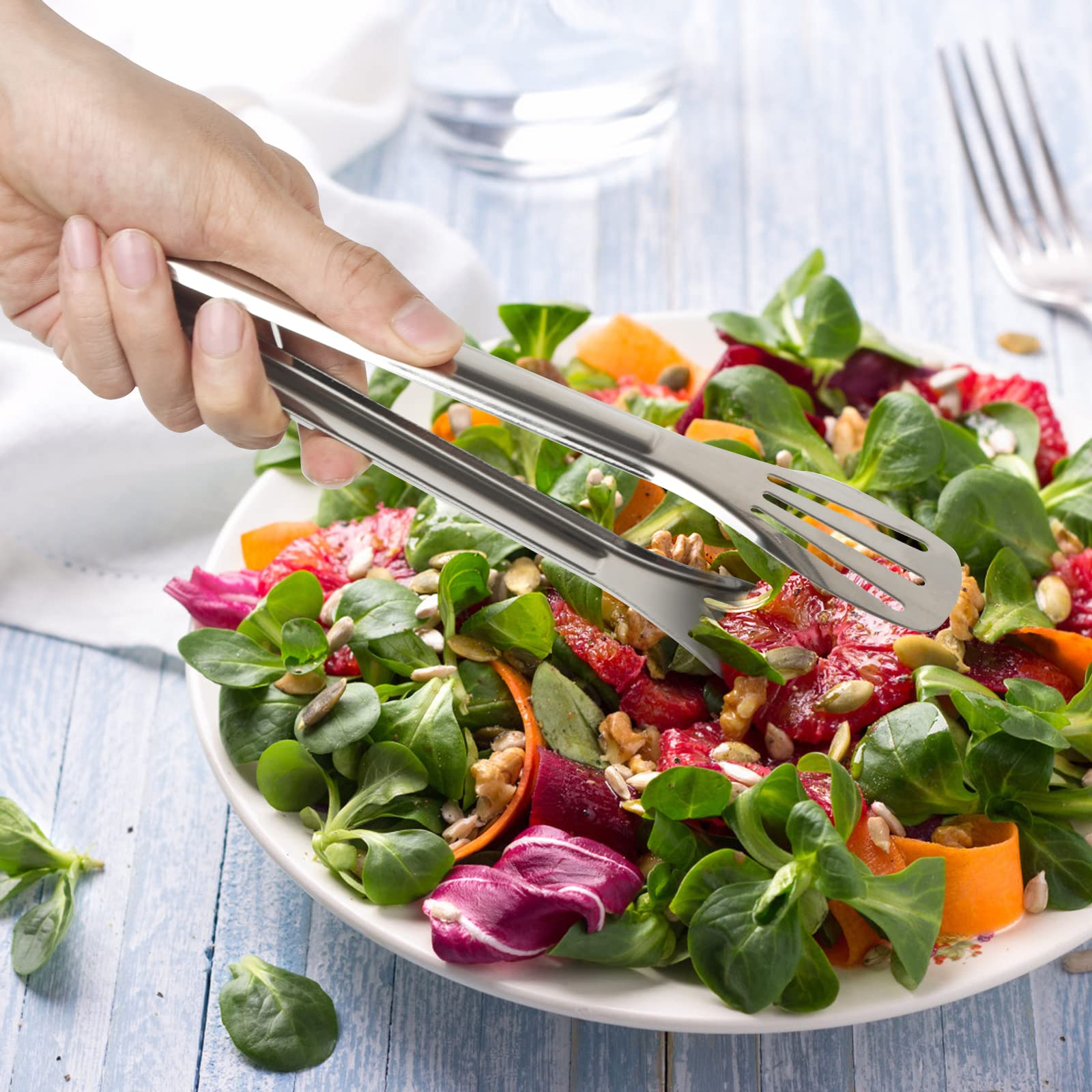 Serving Tongs Kitchen Tongs,Buffet Tongs, Stainless Steel Food Tong Serving Tong,Small Tongs 6 Pack (7 Inch)