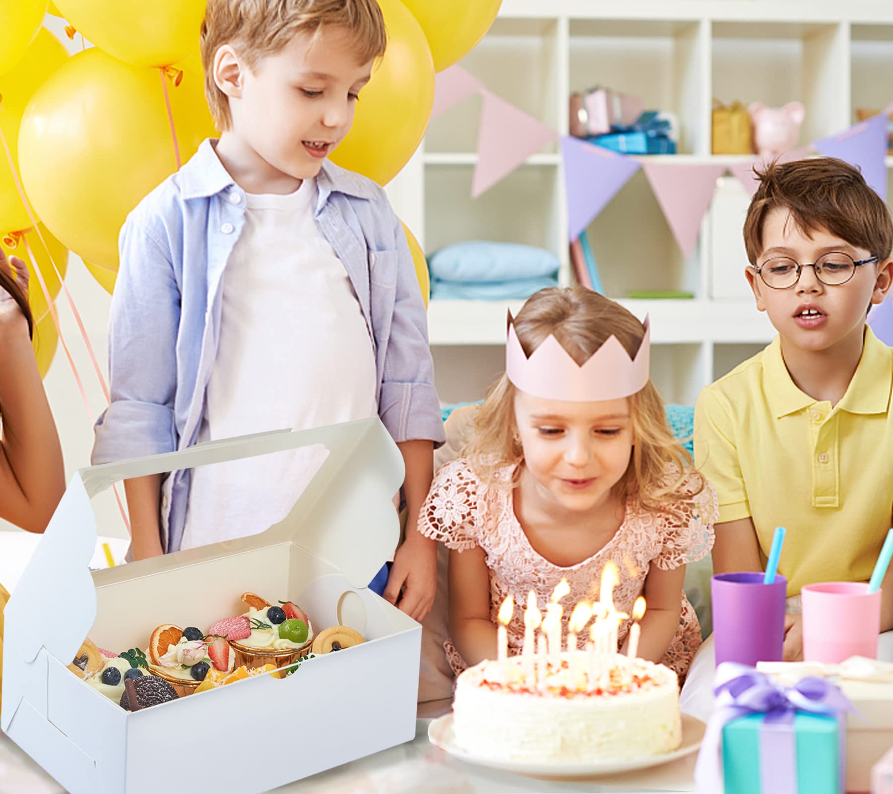 UnicoPak 20 Pack 10 x 6.8 x 4 Inch Tall White Cupcake Boxes with Handle Tray  Cupcake Boxes 6 Count  Extra Large Cupcake Boxes Bakery Boxes Muffin Boxes for Standard and High Creams Decorated Cupcakes Muffins Jumbo Cupcakes