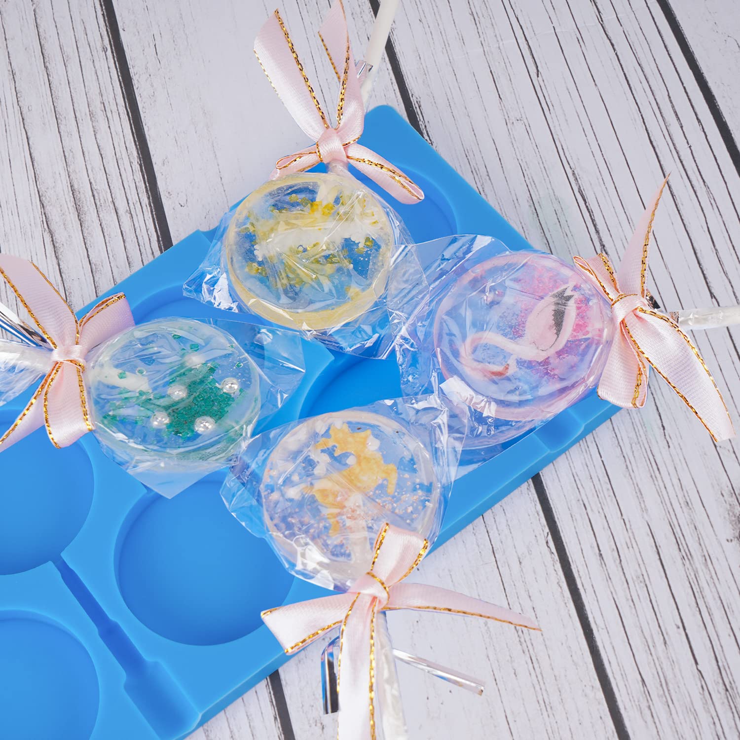 Beasea Large Lollipop Mold, 6 Cavity Silicone Lollipop Molds, Sucker Molds Hard Candy Molds For Chocolate Candy Ice Lollipop Bal