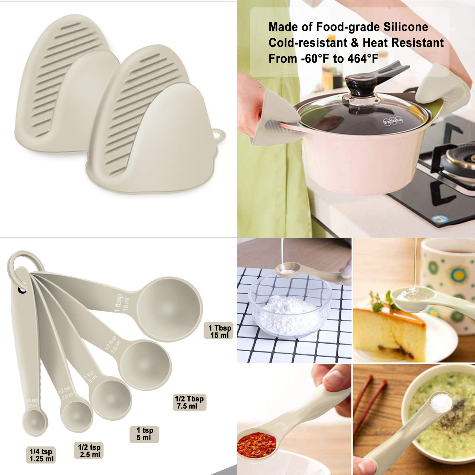 Silicone Kitchen Cooking Utensils Set - Heat Resistant/Non-Stick/Non Toxic/Bpa Free Silicon Spoons Spatula Whisk Tongs Wooden Ha