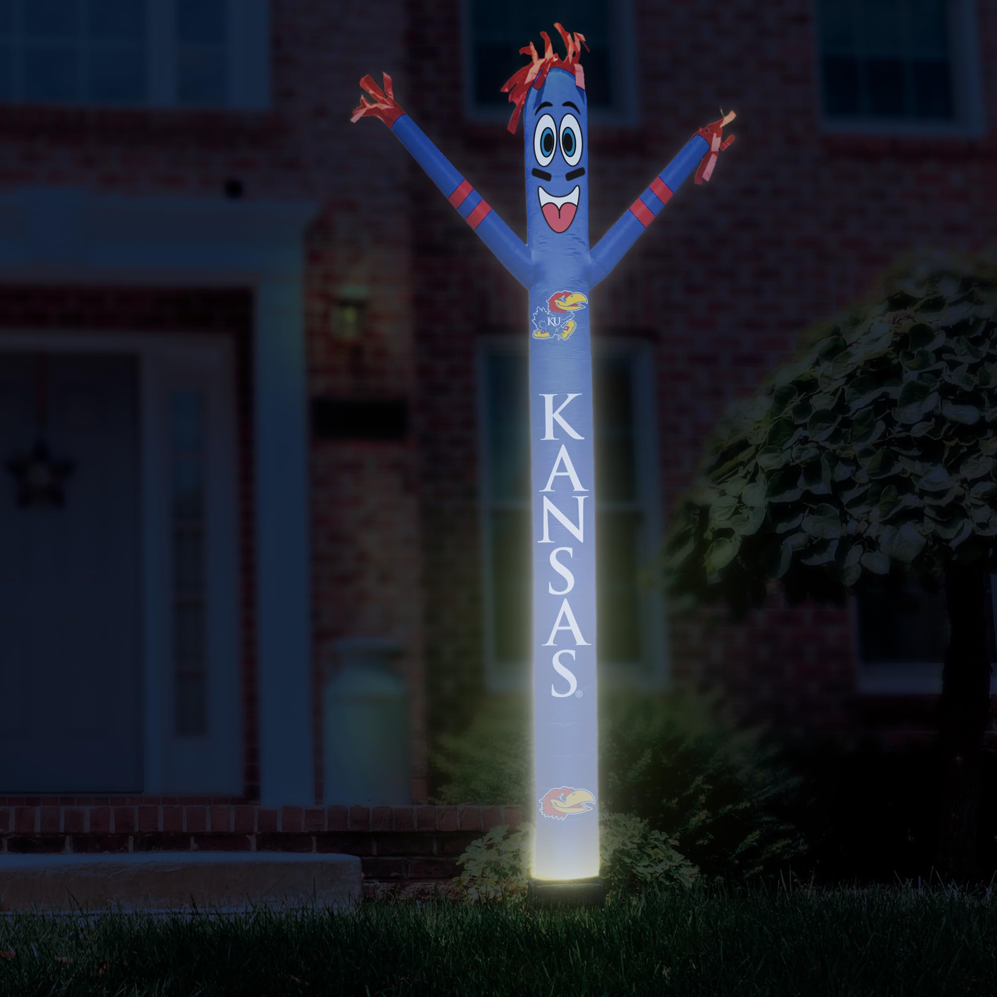 Sporticulture NCAA Kansas (KU) Football Wacky Waving Inflatable Tube Guy with LED Lights & Built-in Blower Air Wacky Dancers Inf