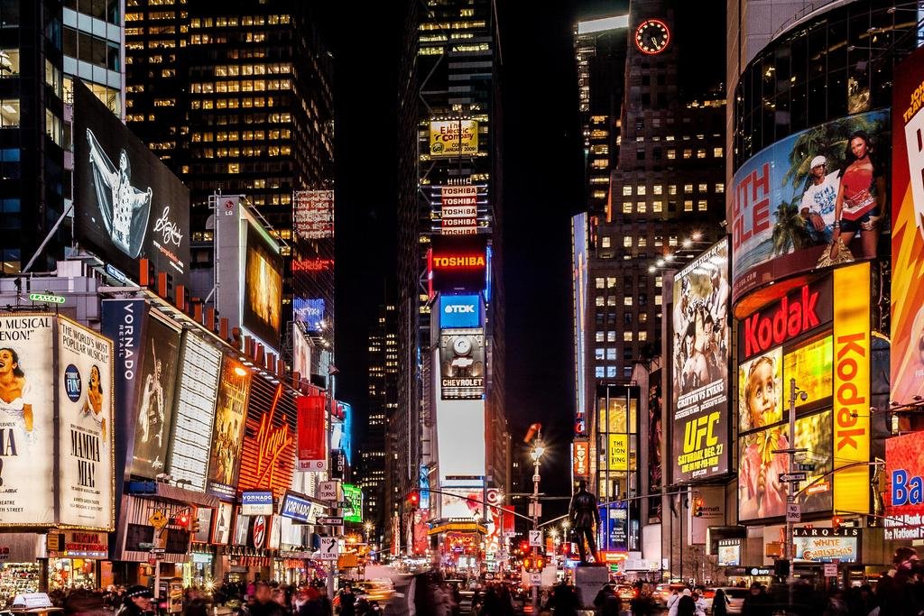 Laminated Times Square New York City Nyc At Night Photo Art Print Poster Dry Erase Wall Art 18X12
