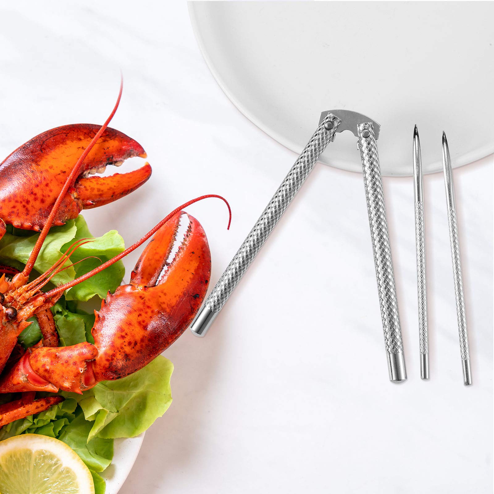 Nut Crackers And Picks, Stainless Steel Nutcracker Silver Metal Shell Cracker For Seafood Nuts (6)