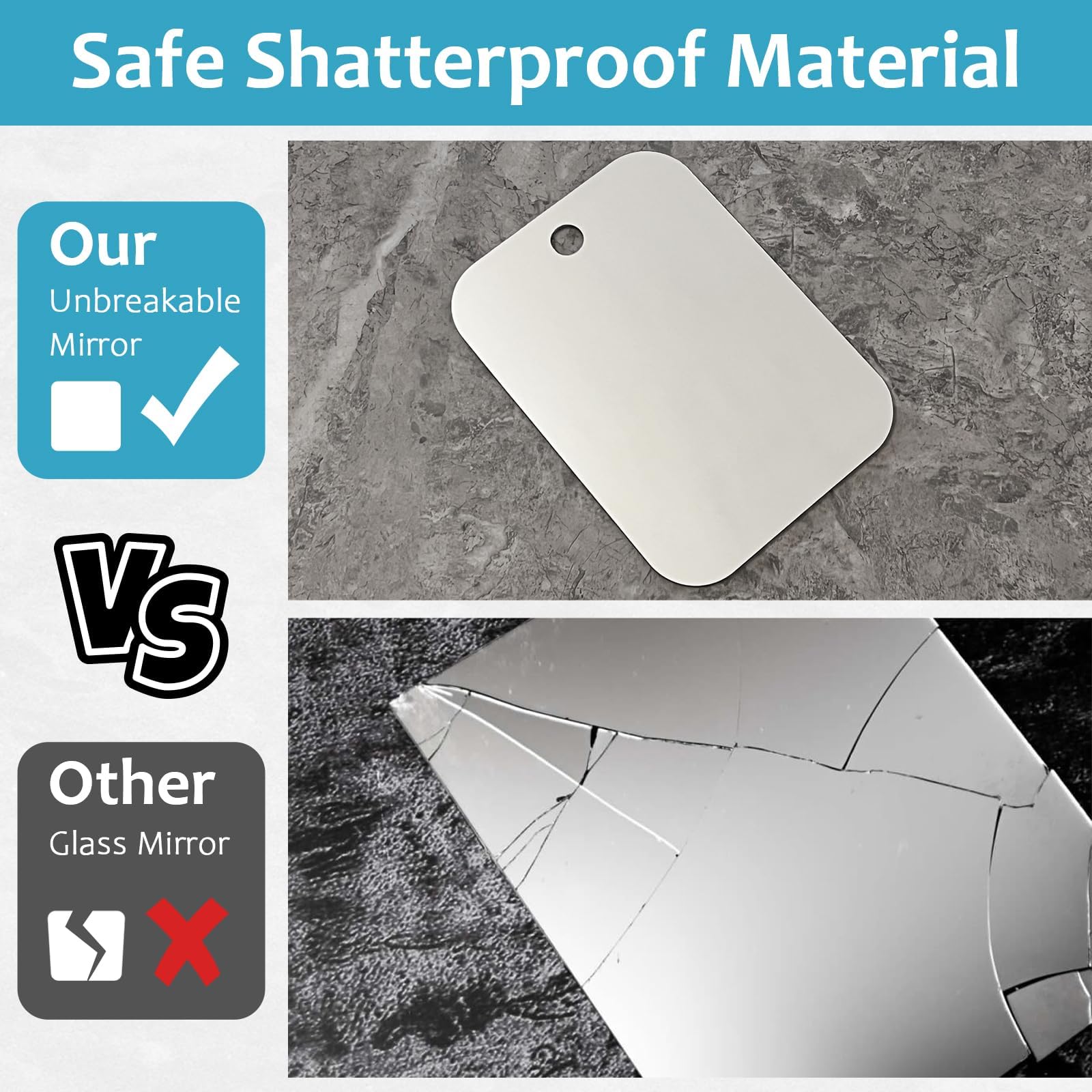 Shower Mirror Fogless for Shaving, No Fog Shaving Mirror, Anti-Fog Makeup Small Mirror Bathroom Accessories Travel Camping, Shat