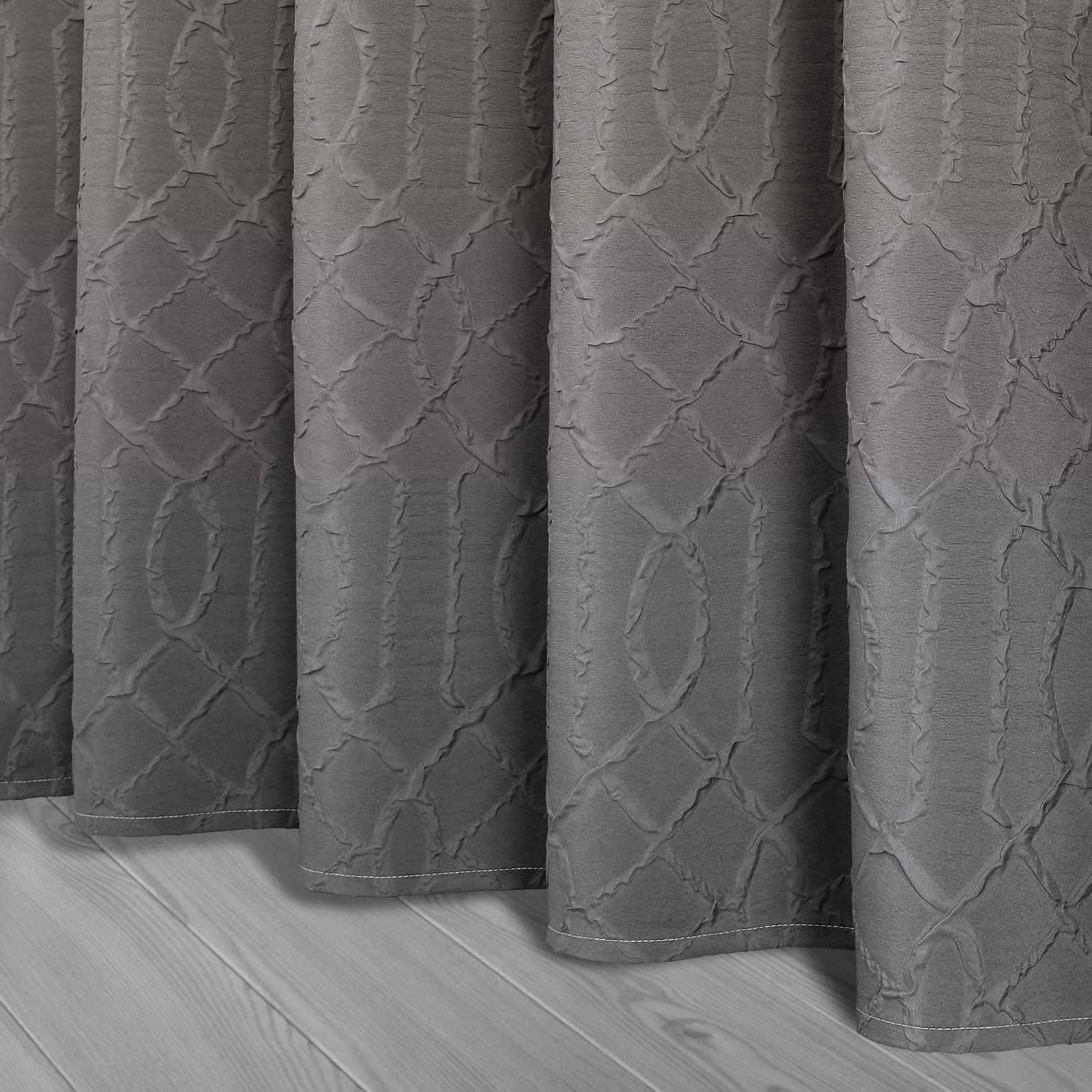 Gibelle Ombre Grey Shower Curtain For Bathroom, 3D Embossed Geometric Textured Fabric Shower Curtain Set With Hooks, Modern Farm