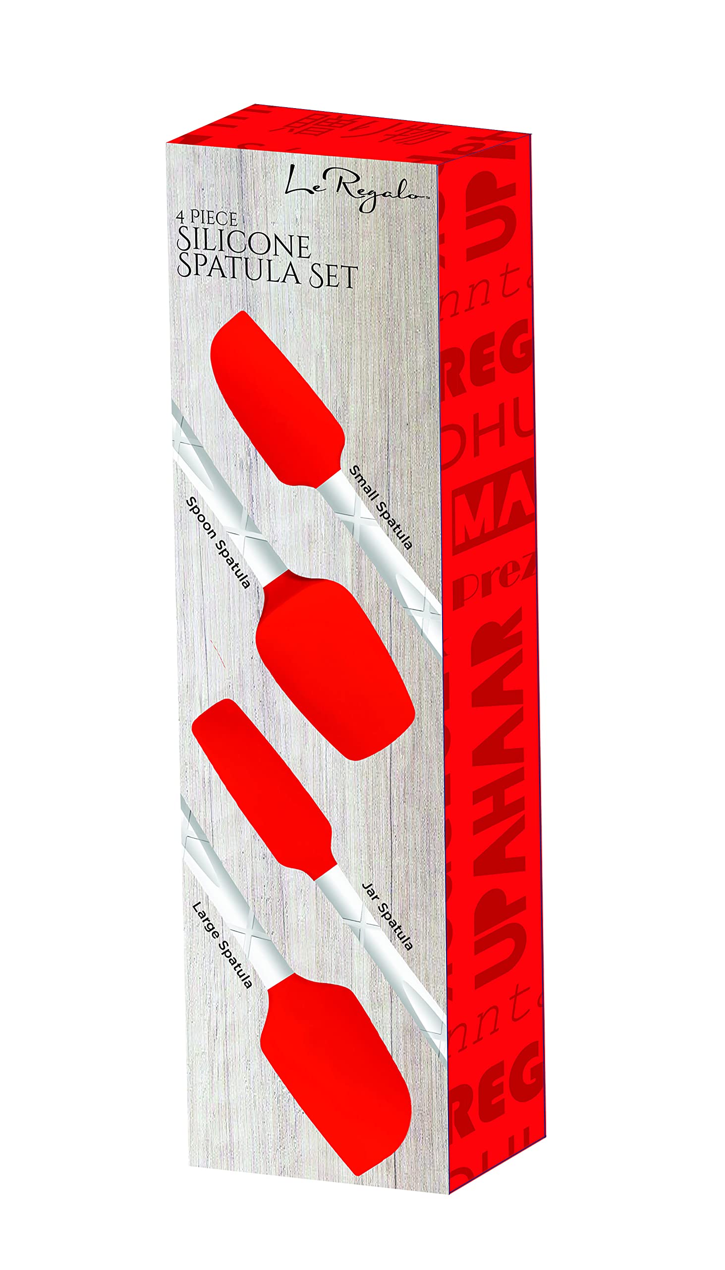 Le Regalo 4 Piece Heat Resistant Non Stick Silicone Spatula Set, Ideal Cookware For Flipping Fish, Eggs, Pattys And Pancakes, Re