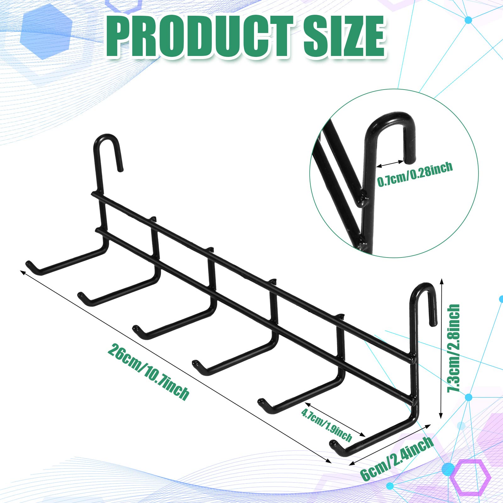 Coume Metal Grid Hooks Rack For Wall Grid Panel, 4 Pack Hanging Hooks For Wall Grid Storage And Display, Grid Wall Accessories B