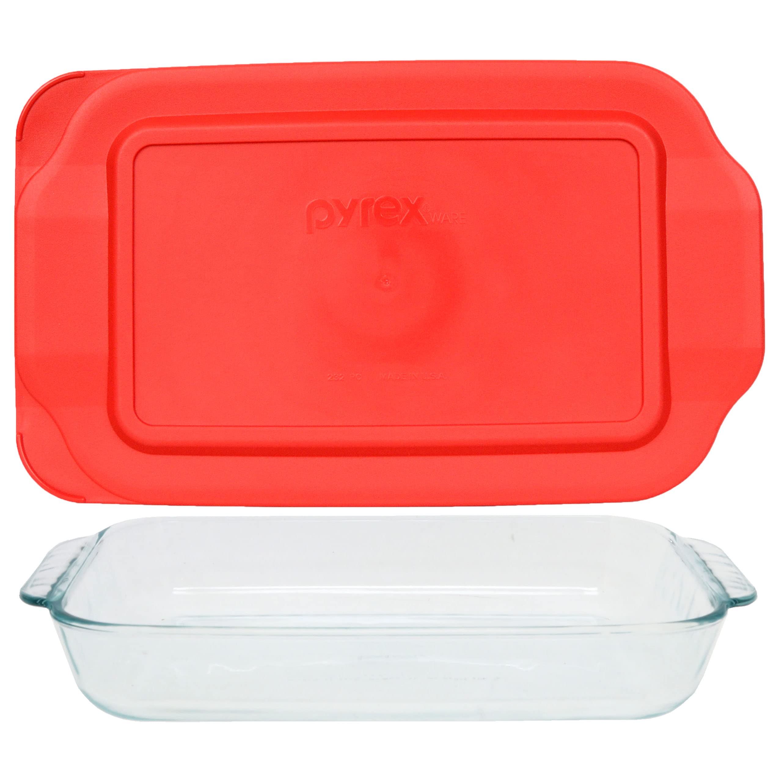 Pyrex Basics 2-Qt Oblong With Red Cover