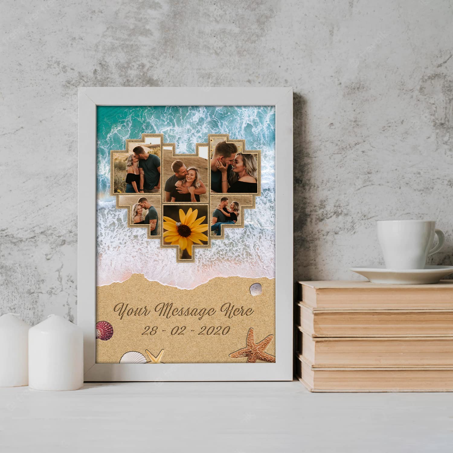 HANIKID Personalized Multi Pictures Collage Canvas Prints Custom Favorite Message Romantic Poster Gifts For Husband Wife Girlfriend Boyfriend Lovers Loved One On Wedding Engagement Printable Posters