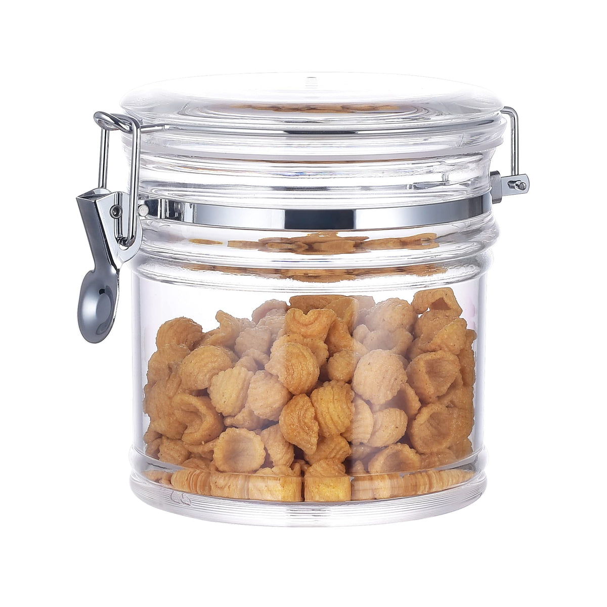 Ivoobr 35 Oz Reinforced Small Acrylic Canister With Locking Clamp, Airtight Flip Jar | Food Storage Container For Flour, Sugar,