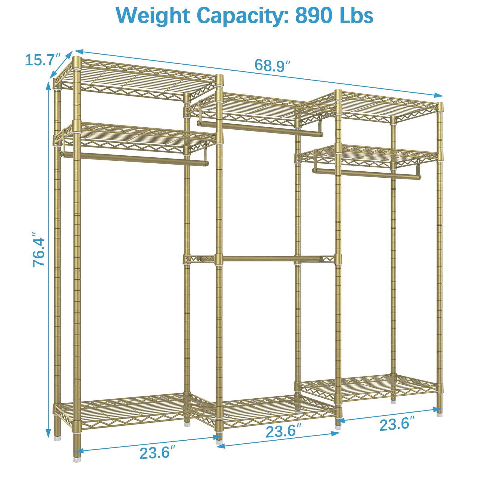 Vipek V5I Garment Rack Heavy Duty Clothes Rack, Portable Closet Wardrobe Bedroom Armoires Freestanding Clothing Rack With 8 Adju