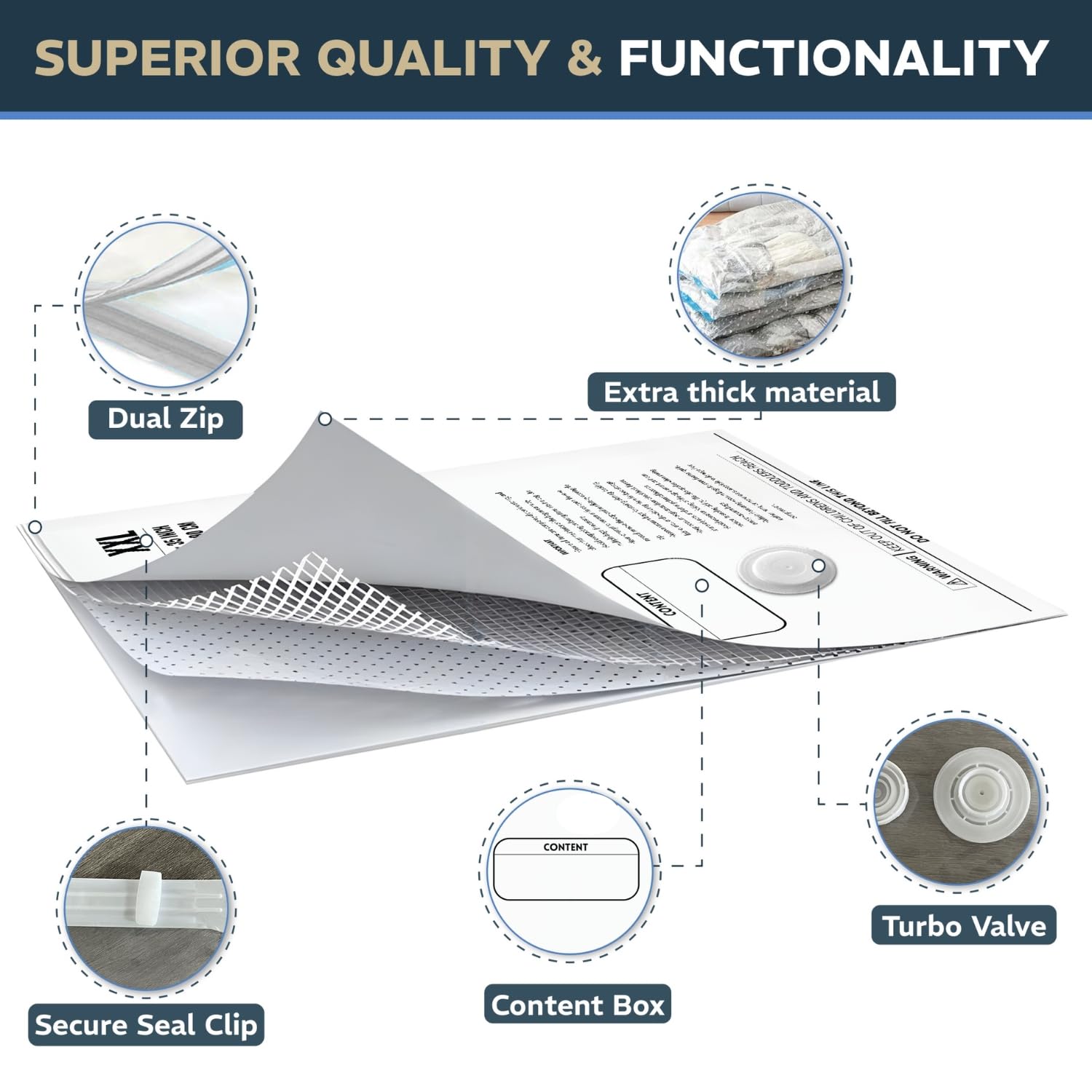 8 Pack Xxl Jumbo Vacuum Storage Bags - Vacuum Seal Bags For Clothing, Bedding, Blankets - Comforter And Pillow Storage - Space S