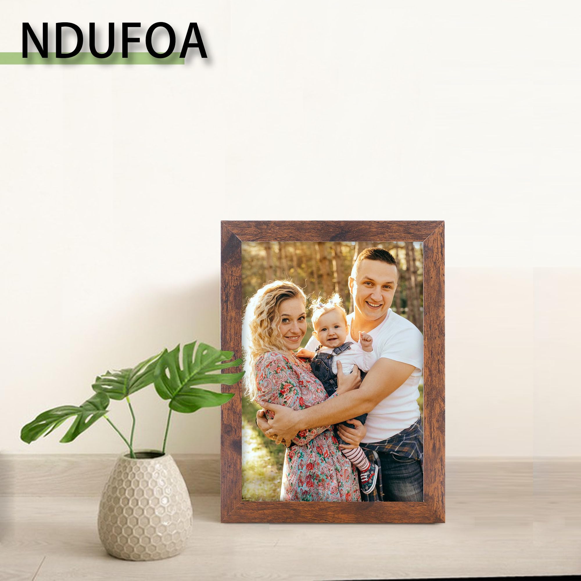 NDUFOA 4x6 Picture Frame, Rustic Square Frame Display 4x6 Photos, Poster Frame for Wall and Tabletop, Brown