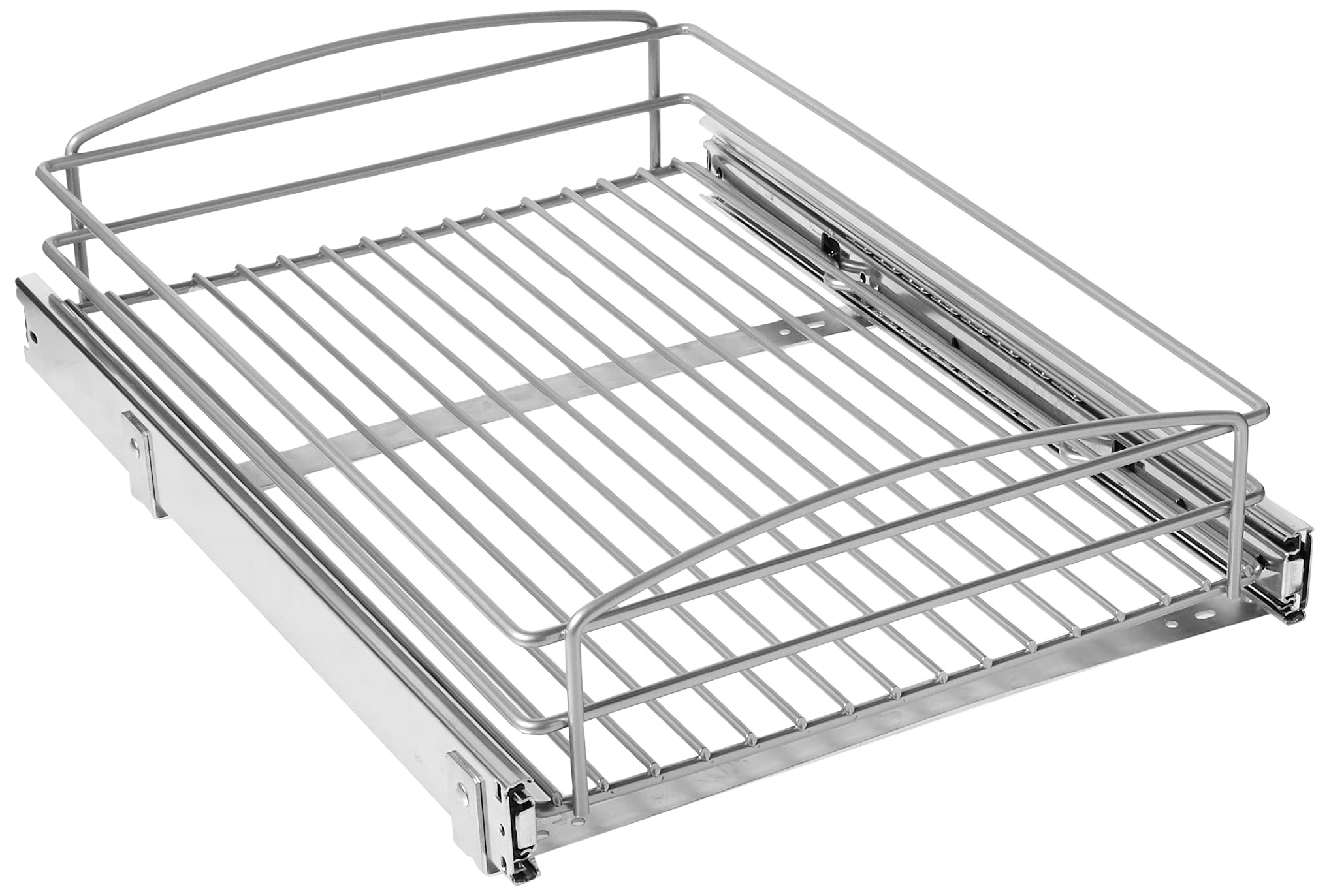 Knape & Vogt RSMUB14FN 5 in. H x 15 in. W x 20 in. D MultiUse Basket Silver Pull Out Cabinet Organizer, Frosted Nickel