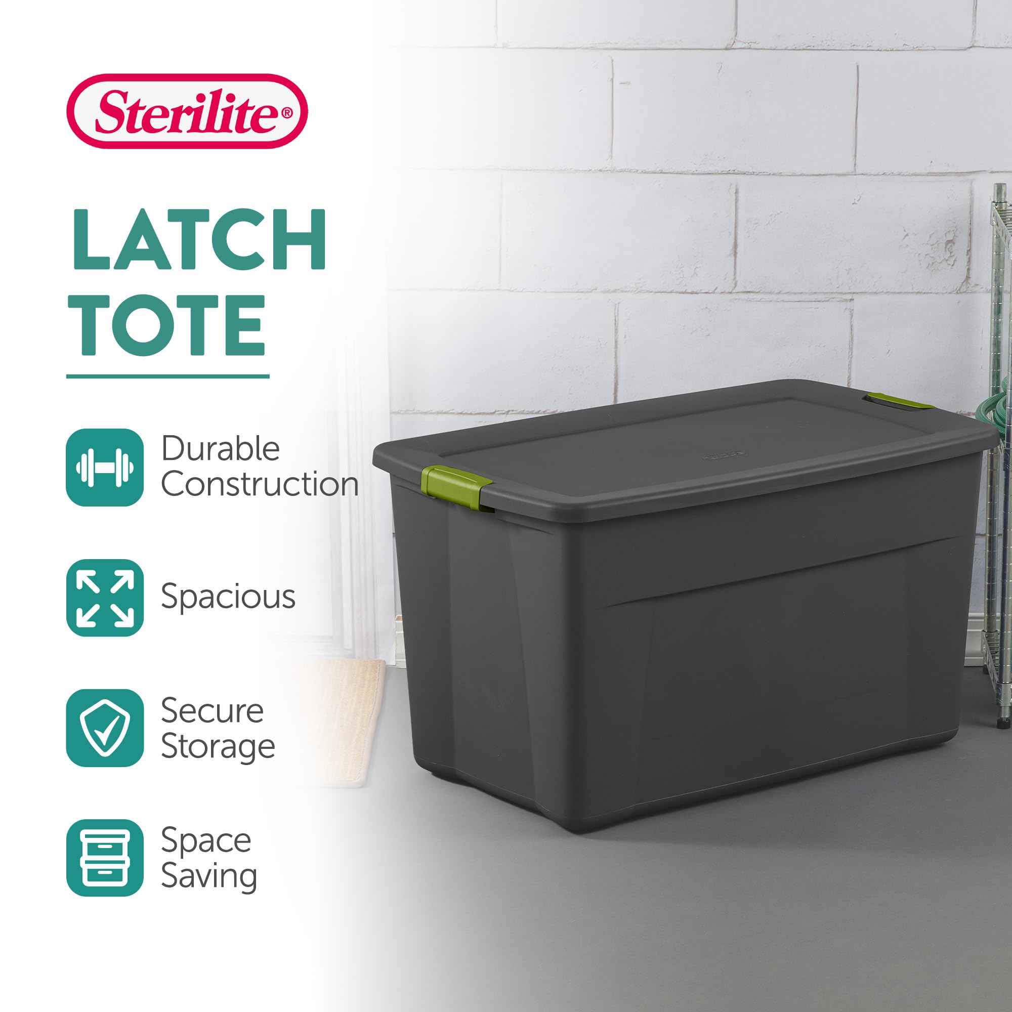 Sterilite 4-Pack Storage Bins With Lids, Extra Large Tote Bin Containers, 35 Gallon, Gray