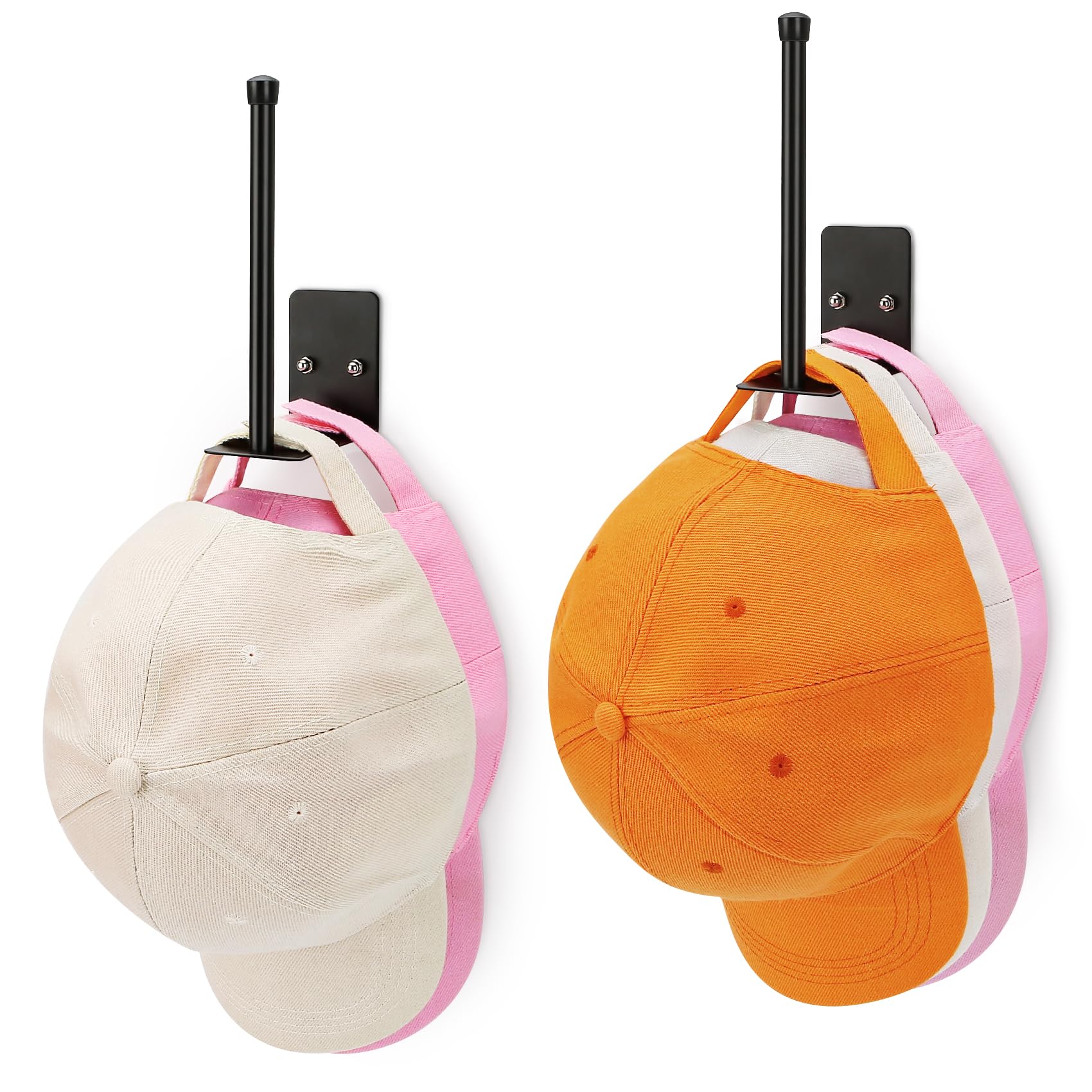 Hat Organizer For Baseball Caps, 2 Pack Hat Racks For Baseball Caps Wall, Hat Hooks For Baseball Caps, Hat Rack For Wall, Hat Ho