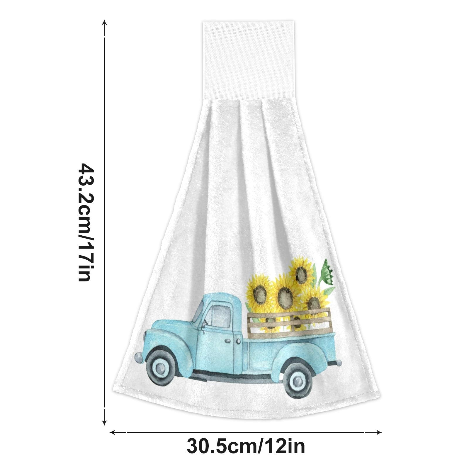 Boccsty Sunflower Blue Truck Turquoise Hanging Kitchen Towels 2 Pieces Spring Dish Towel Tie Towels Hand Towel Tea Bar Towels Fo