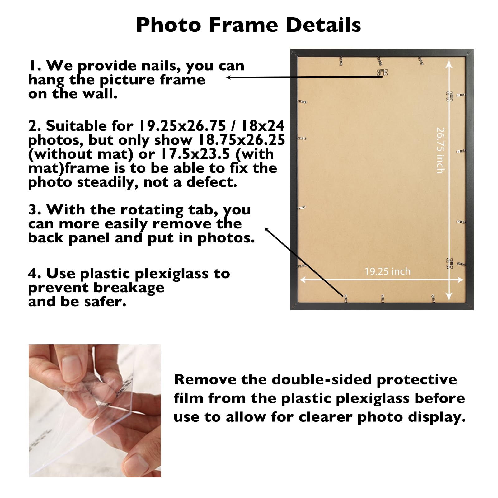 JCJMY 19.25x26.75 Puzzles Frame Set of 3, Display 18x24 with Mat or 19.25 x 26.75 without, Wall Hanging 19.25 by 26.75 Picture F