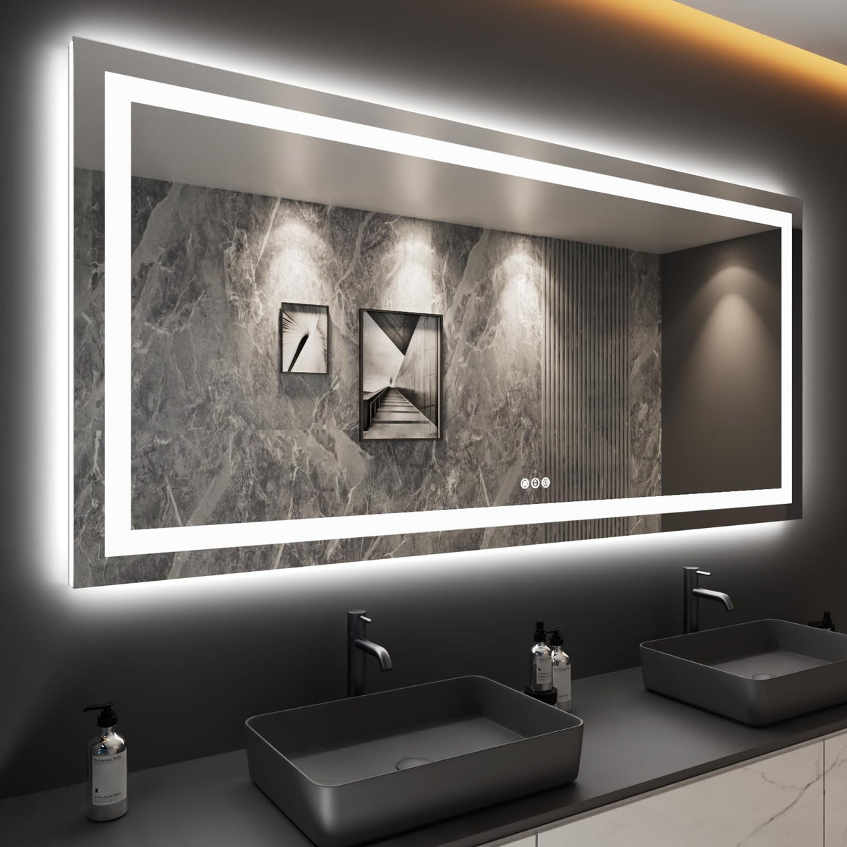 Loaao 84''X40'' Led Bathroom Mirror With Lights, Anti-Fog, Dimmable, Backlit + Front Lit, Lighted Bathroom Vanity Mirror For Wal