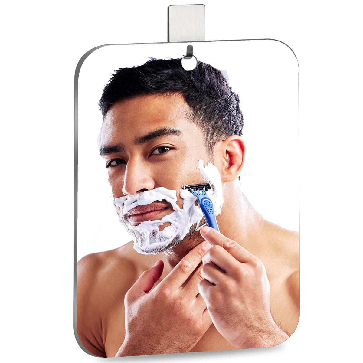 Quegau Shatterproof Shower Mirror For Shaving With Hook (Large 8X10.7 Inch) 40% Cheaper Than The Original,Unbreakable Deluxe Ple