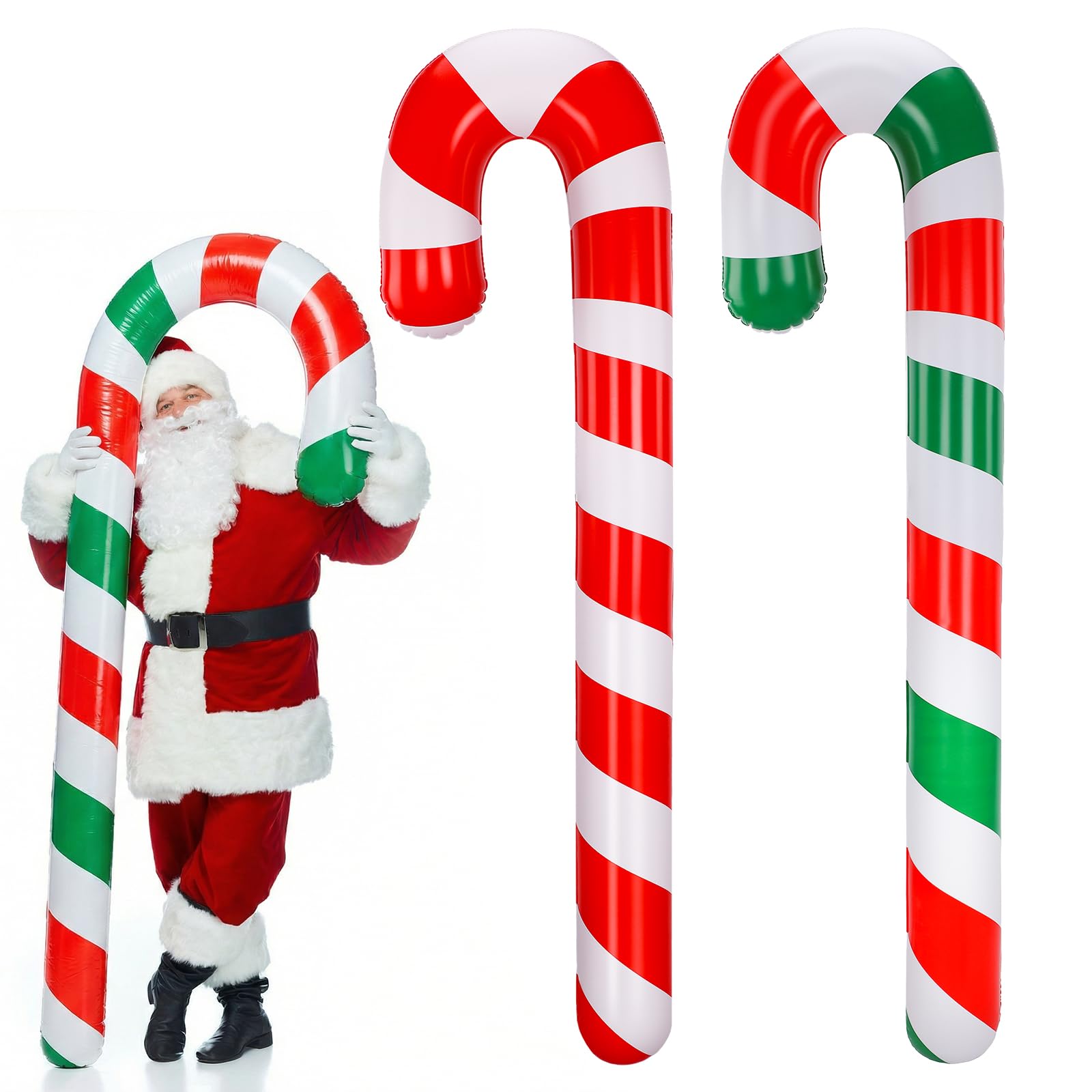 Rotatingpals 2 Pcs 54 Inch Inflatable Christmas Decorations Blow up Candy Cane Ornaments Jumbo Candy Cane Christmas Inflatables 