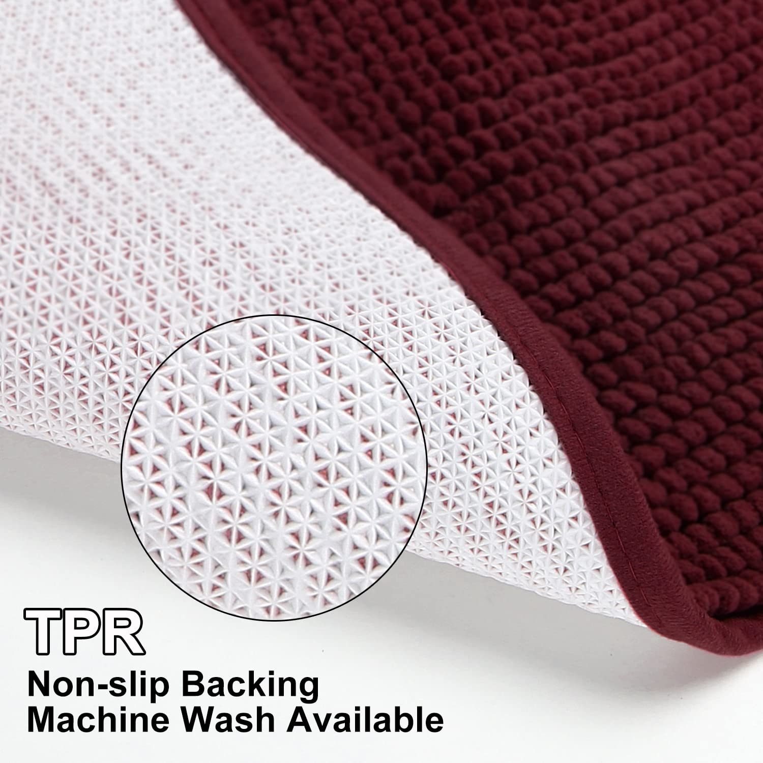 Urvoix Bathroom Rugs Set - 3 Pieces Ultra Soft Non-Slip Bath Mats  Chenille Absorbent Bath Rugs for Bathroom  Tub and Shower (Burgundy)
