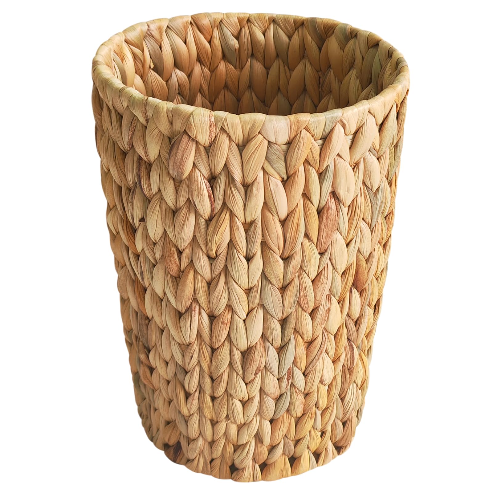Coeusy Wicker Trash Can,Small Bathroom Trash Can,Water Hyacinth Wicker Waste Basket For Bathroom,Boho Waste Basket For Bedroom,H