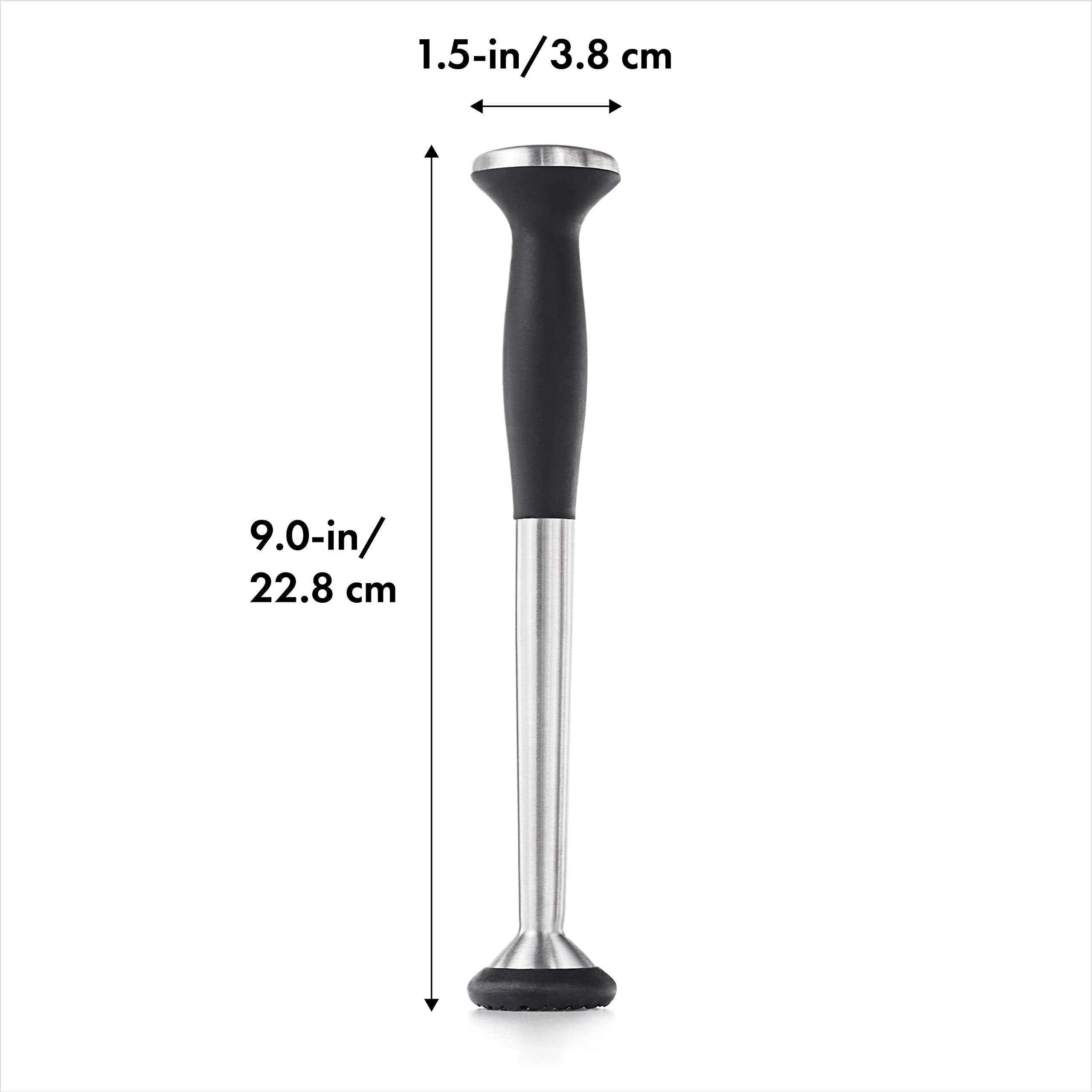 Oxo Steel Muddler With Non-Scratch Nylon Head And Soft Non-Slip Grip, Silver, 9-Inch