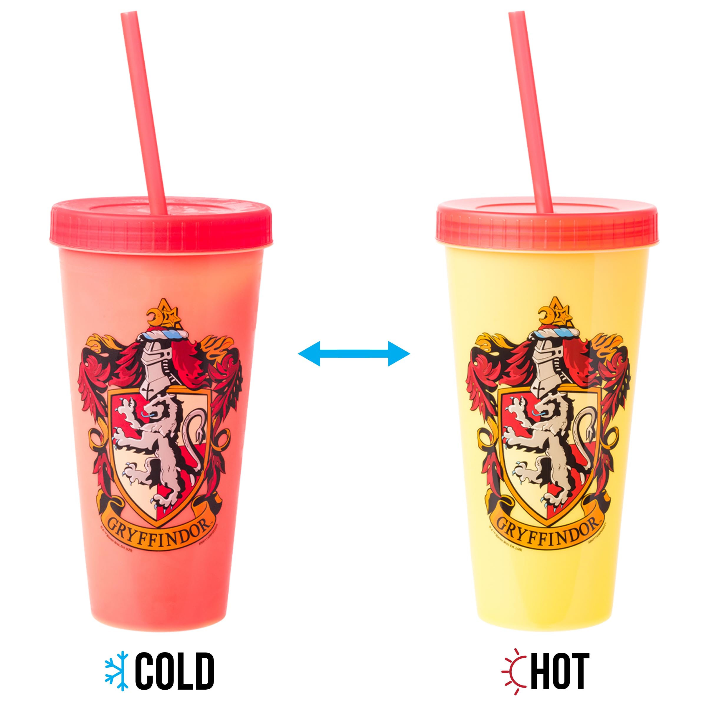 Silver Buffalo Harry Potter House Crests 4 Pack Color Change Plastic Tumbler, 24 Ounces