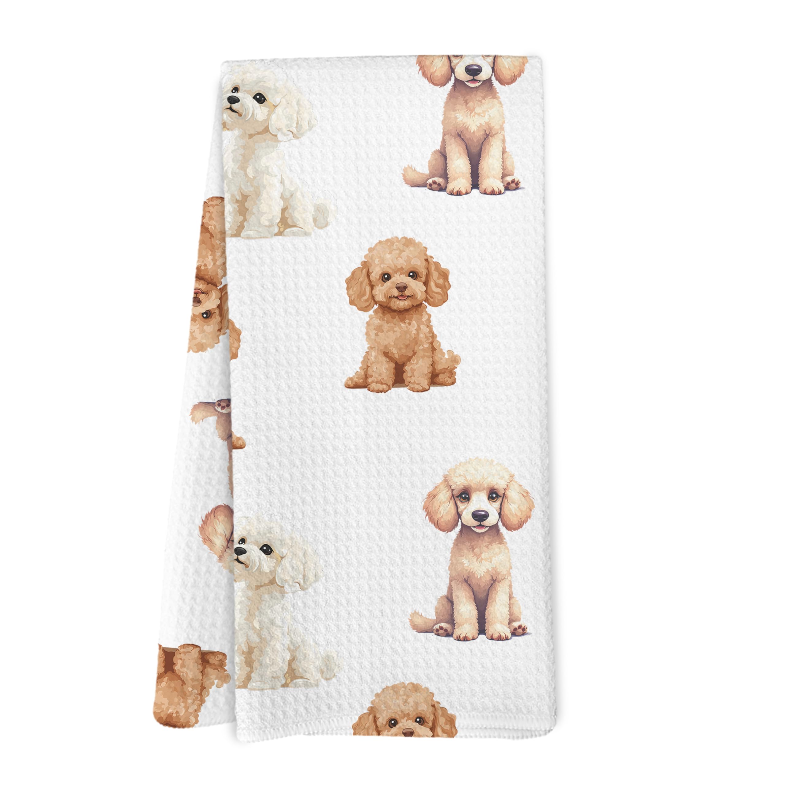 Yorhifa Poodle Gifts for Women Kitchen Towels, Poodle Decor Dish Tea Towels for Kitchen Decor, Dog Hand Towels for Bathroom, Dog