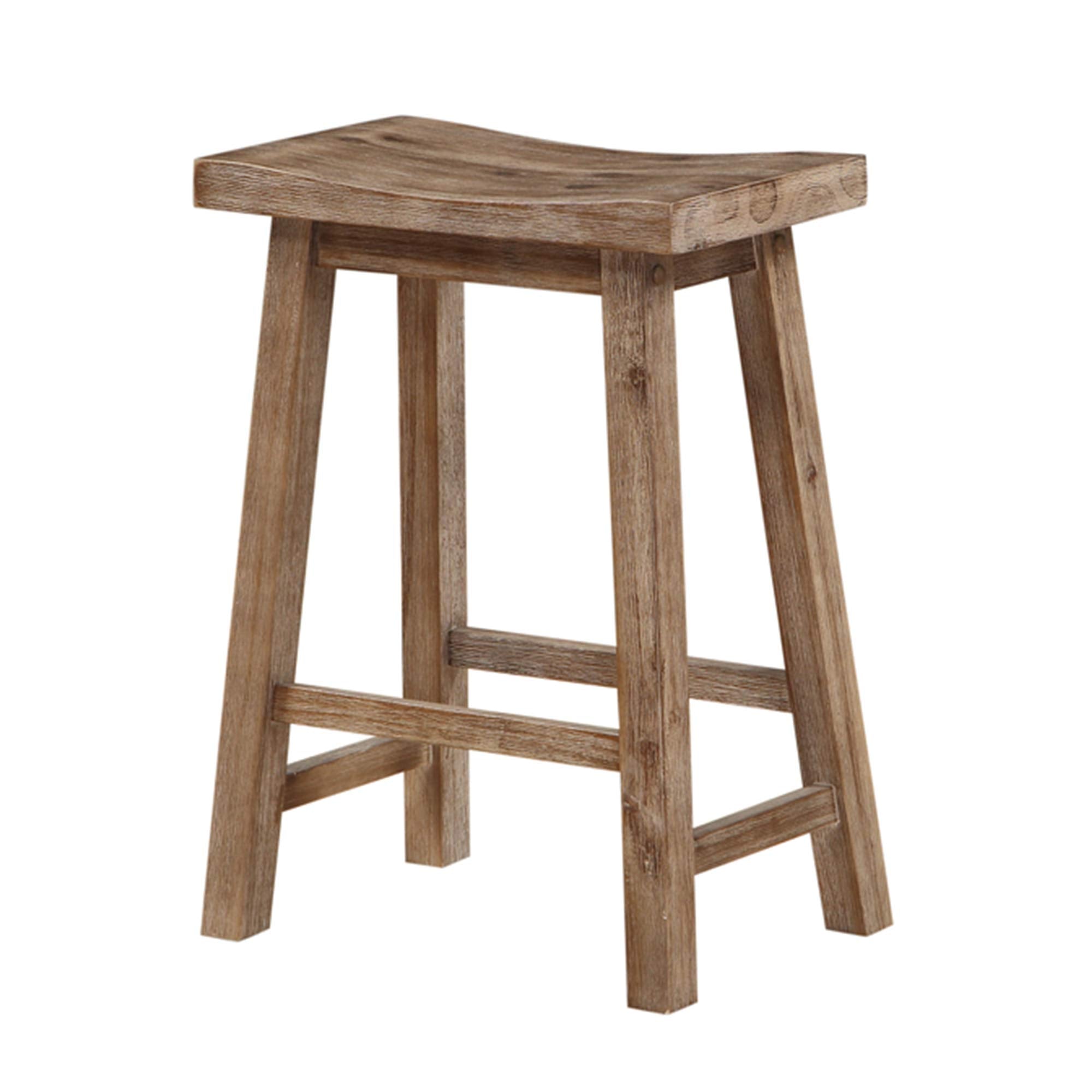 Benjara Wooden Frame Saddle Seat Counter Height Stool with Angled Legs, Brown