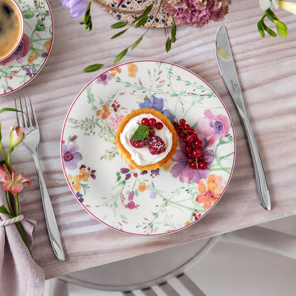 Villeroy & Boch Mariefleur Basic Salad Plate, 8.25 In, Premium Porcelain, White/Multicolored