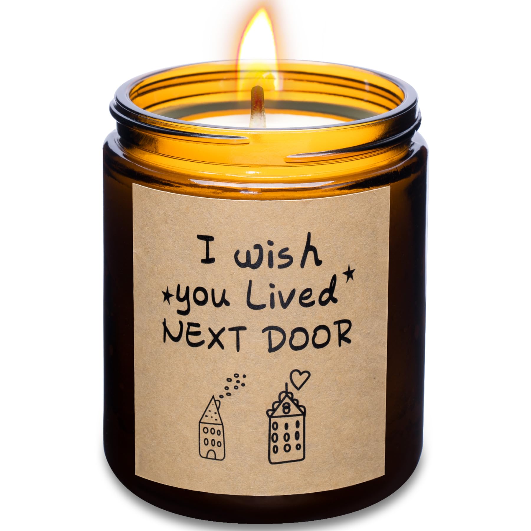 Rancco Scented Candle Gift Set-I Wish You Lived Next Door - 7.05oz Lavender Jar Candles for Women, Best Friends, Sister, Unique 