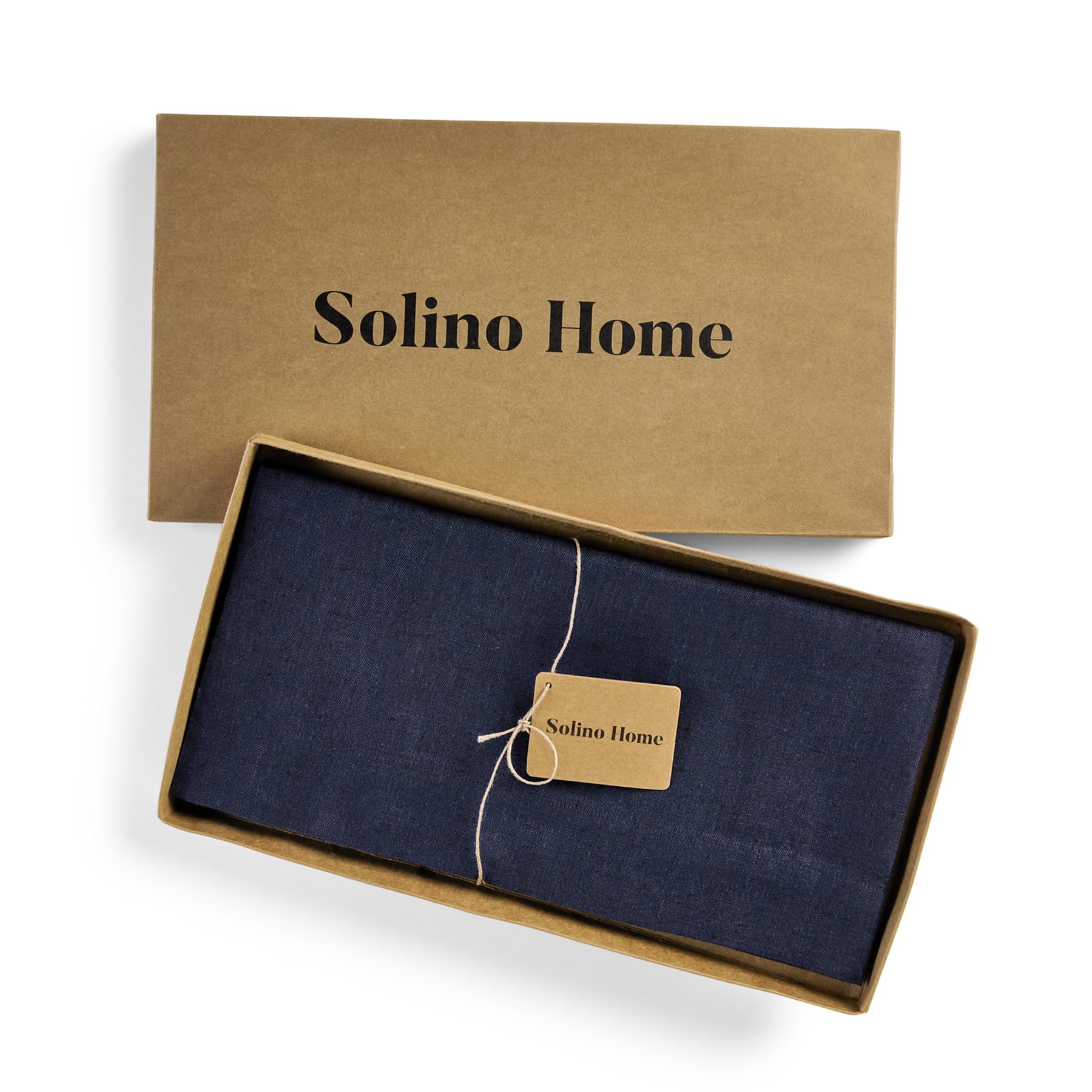 Solino Home Linen Tablecloth 52 X 52 Inch - Chambray Navy 100% Pure Linen Table Throw For Spring, Easter - Handcrafted And Machi