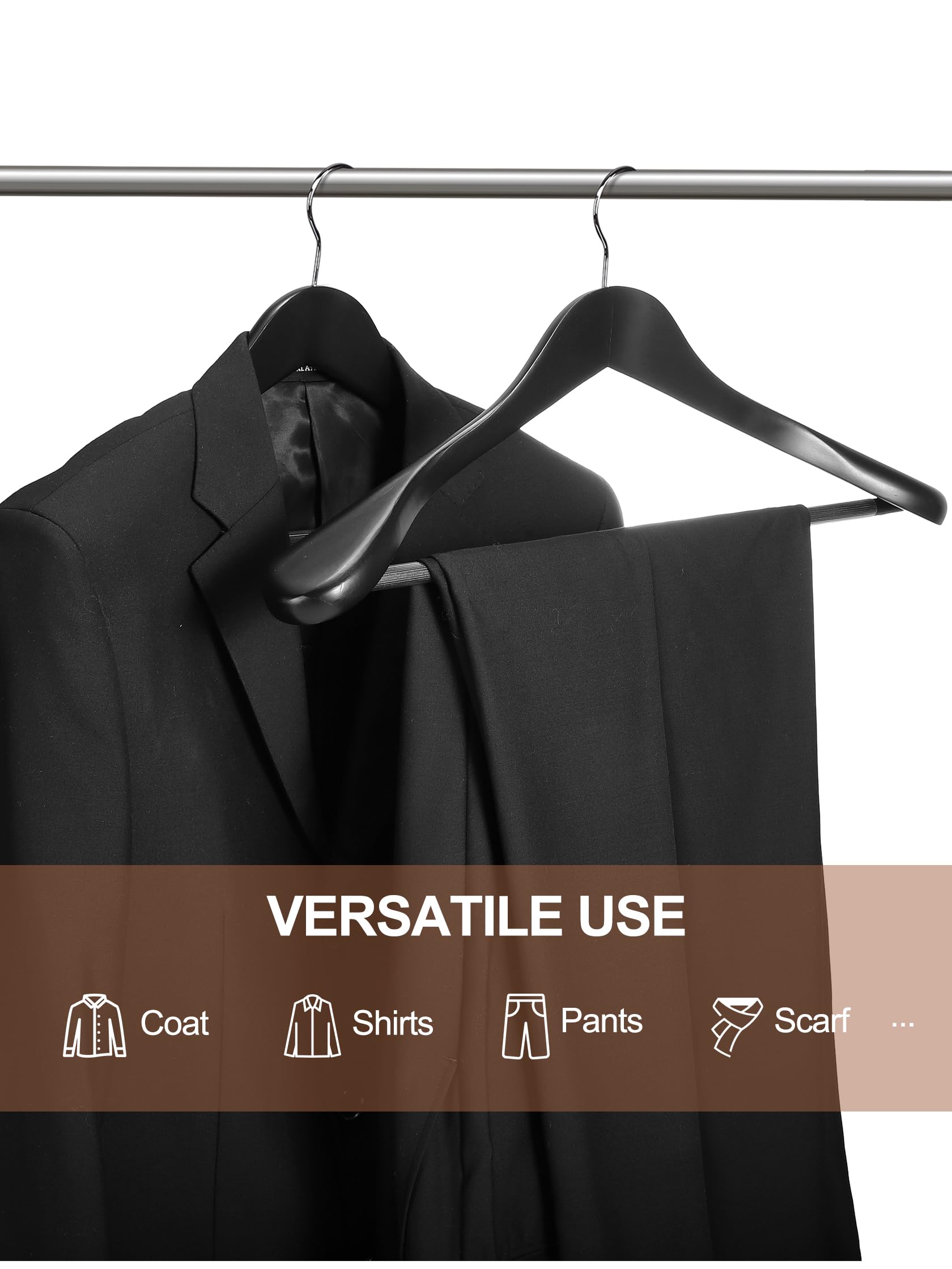 House Day High-Grade Suit Hangers, Wide Shoulder Wooden Hangers With Non Slip Pants Bar, Smooth Finish 360 Swivel Hook Solid Woo