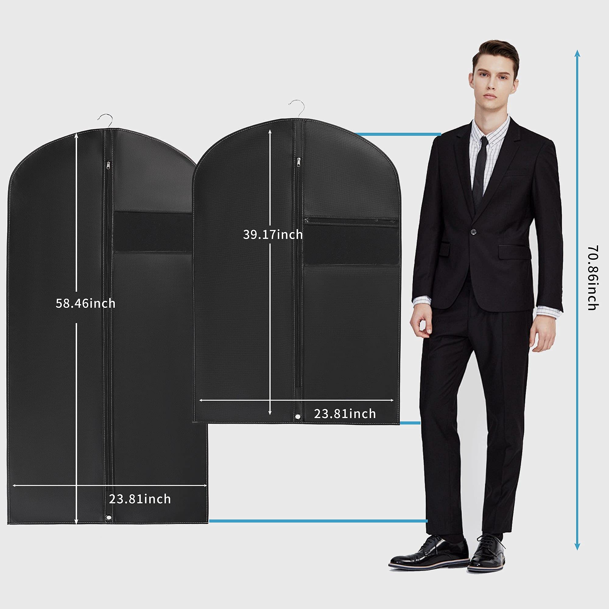 40??Garment Bags?3 Pack?Suit Bag for Storage Hanging Clothes Suitable for Storage of Dresses Suits Overcoats Garment Can Provide Neatness and Space-Saving for Your Wardrobe (Black  40 ? 24 Inch)