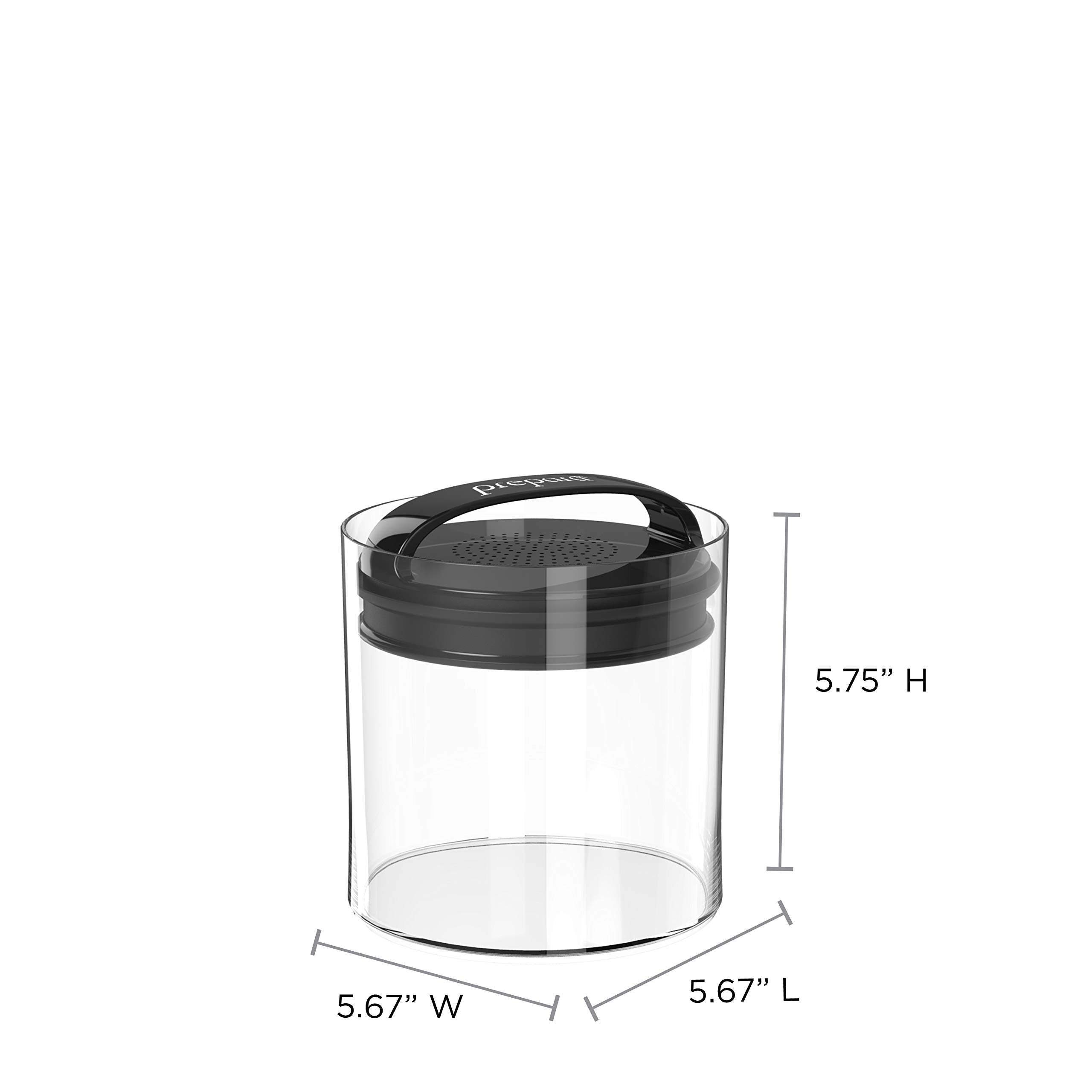 Prepara Evak Fresh Saver, Large-Short Airless Canister With Black Handle, 1.8 Quart, Clear