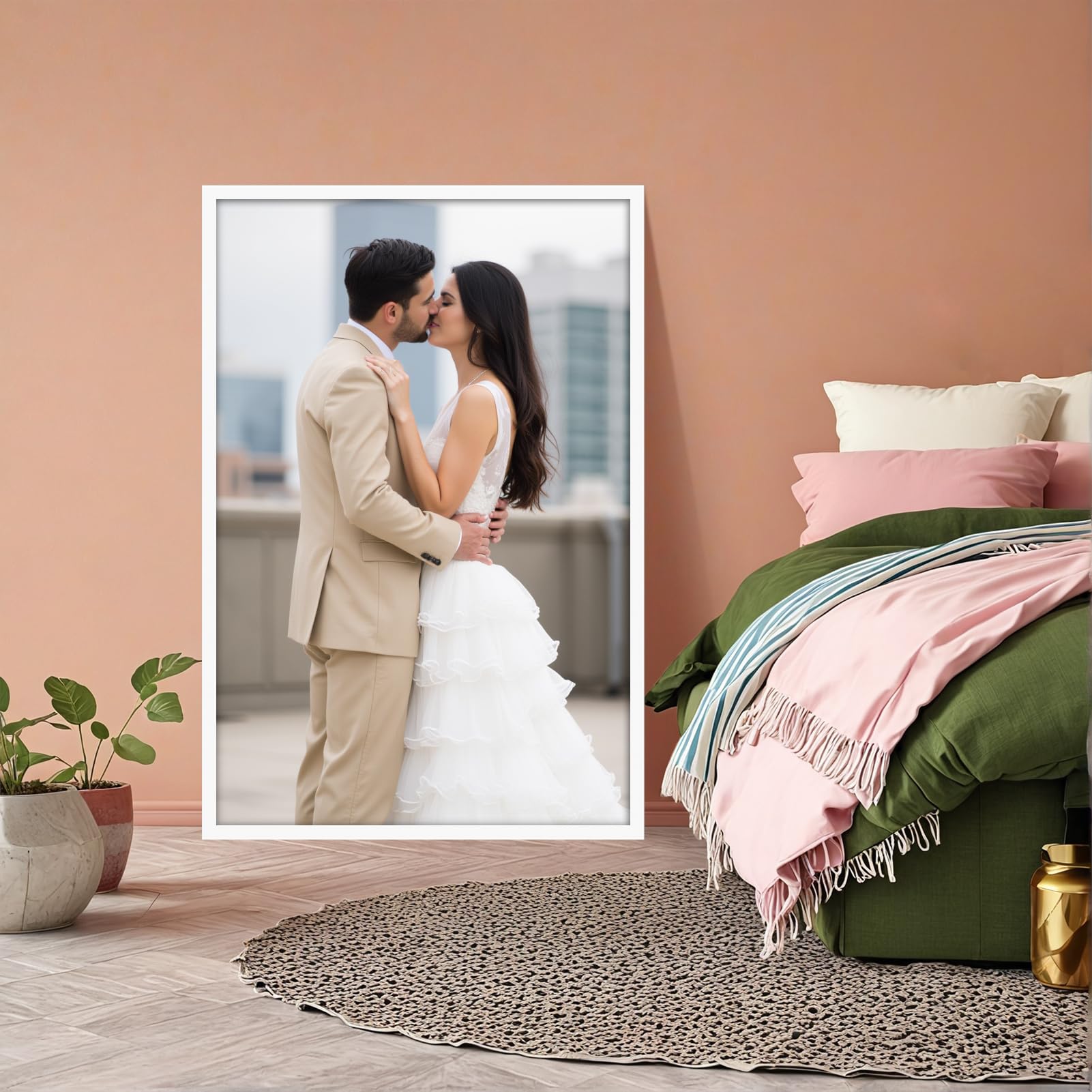 Lavezee 24x36 Poster Frame for Artwork, Puzzles and Photos, White Picture Frame Display 24 x 36 Inch Photo Picture Frame for Wal