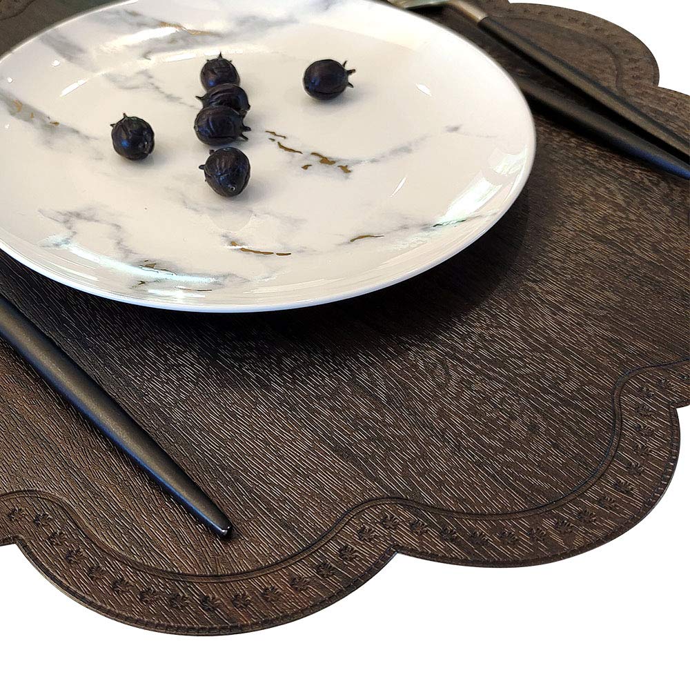Kreatur Round Waterproof Placemats For Dining Table Set Of 6,Modern Pu Washable Table Mats Non-Slip Easy To Clean For Home Kitch