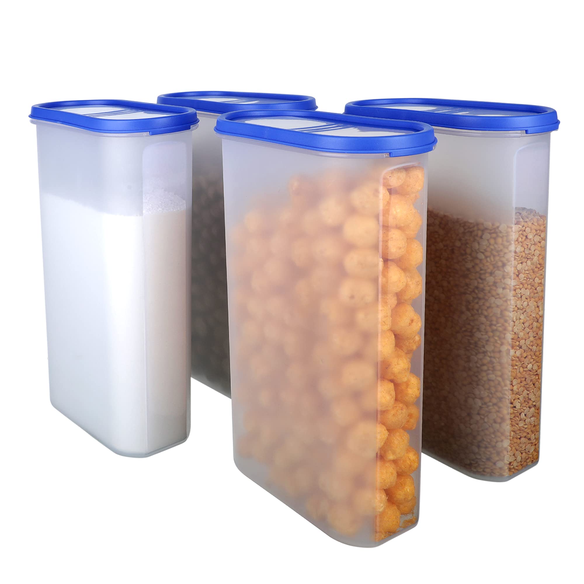 Cutting Edge 360 View ClearTop 3 Line Modular Containers 3 Litre Oval Set For Rice, Dal,Atta, Flour, Cereals, Pulses, Snacks, S